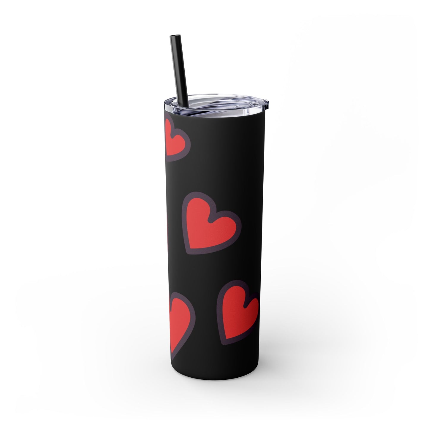Hearts Skinny Tumbler with Straw, 20oz