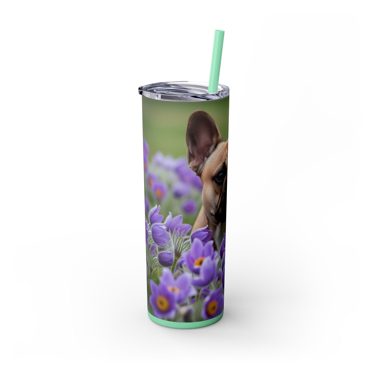 French Bulldog Skinny Tumbler with Straw, 20oz
