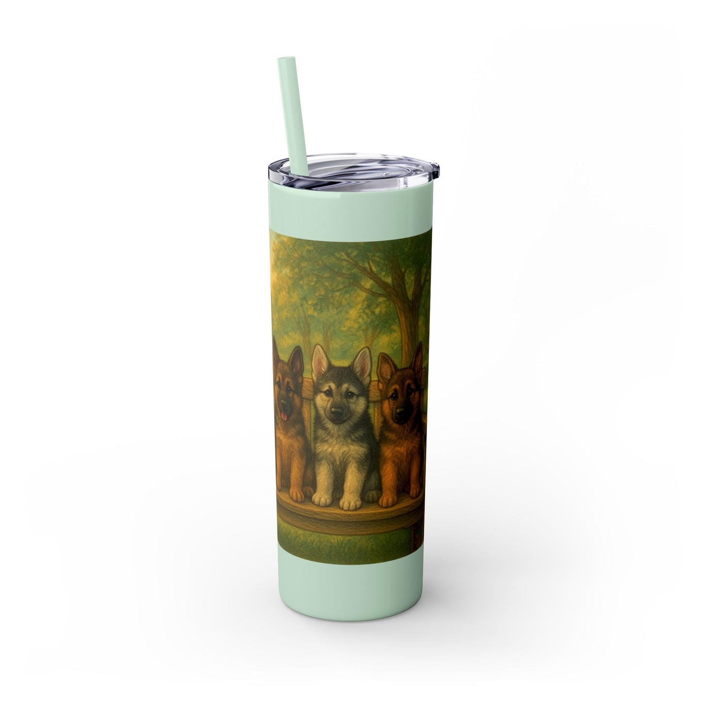 German Shepherd puppies Tumbler with Straw, 20oz