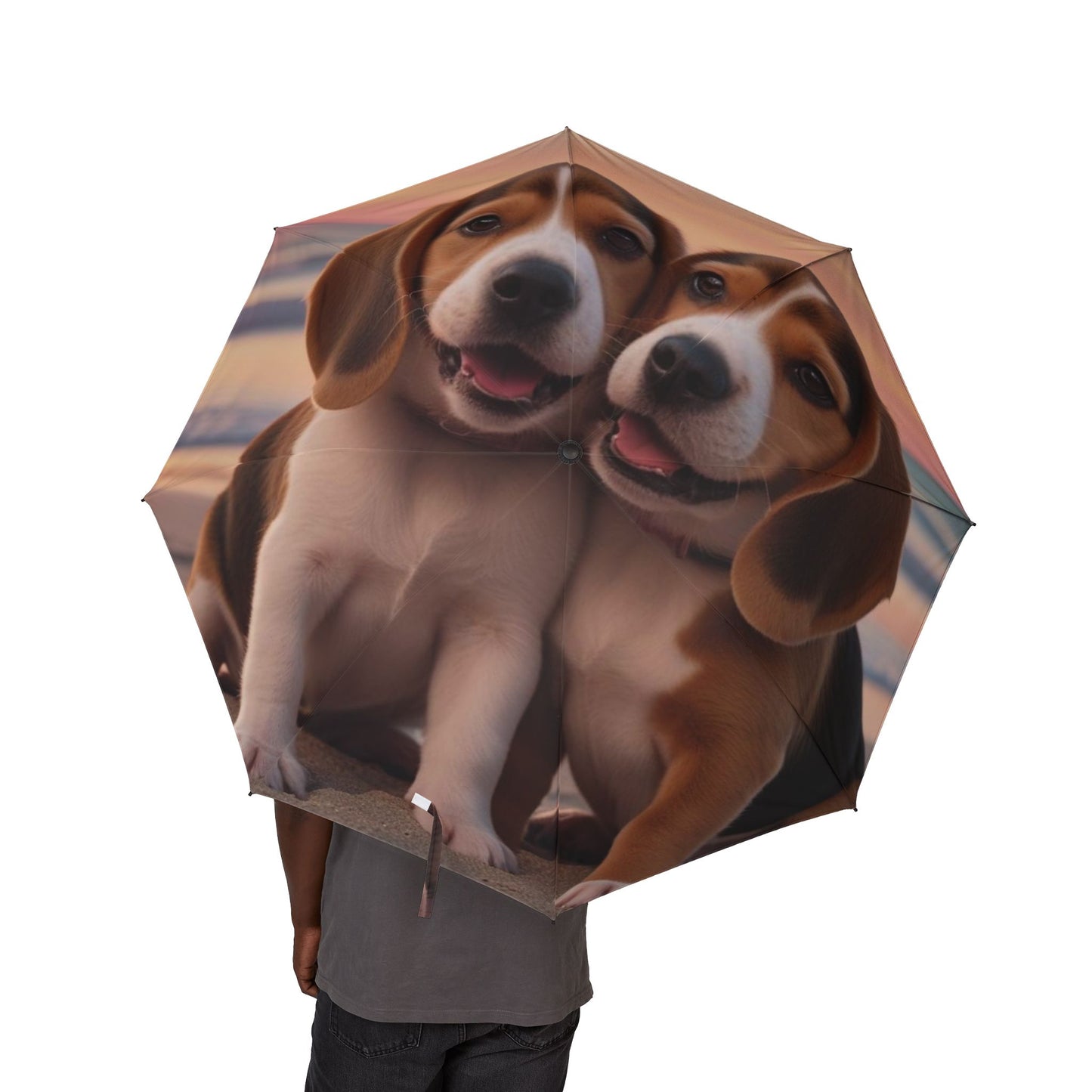 Beagle Love Semi-Automatic Foldable Umbrella