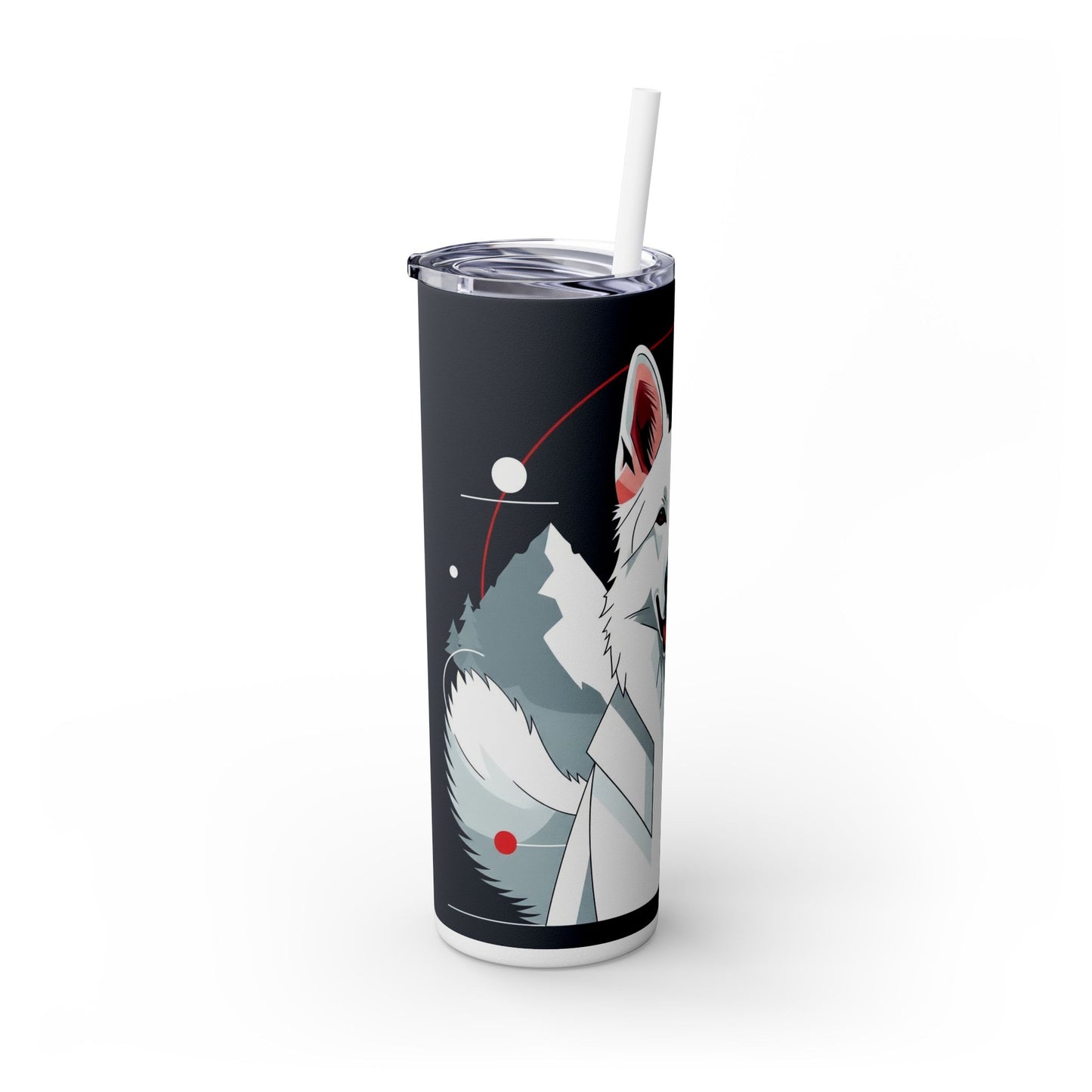 White Swiss Shepherd Dog Skinny Tumbler with Straw, 20oz
