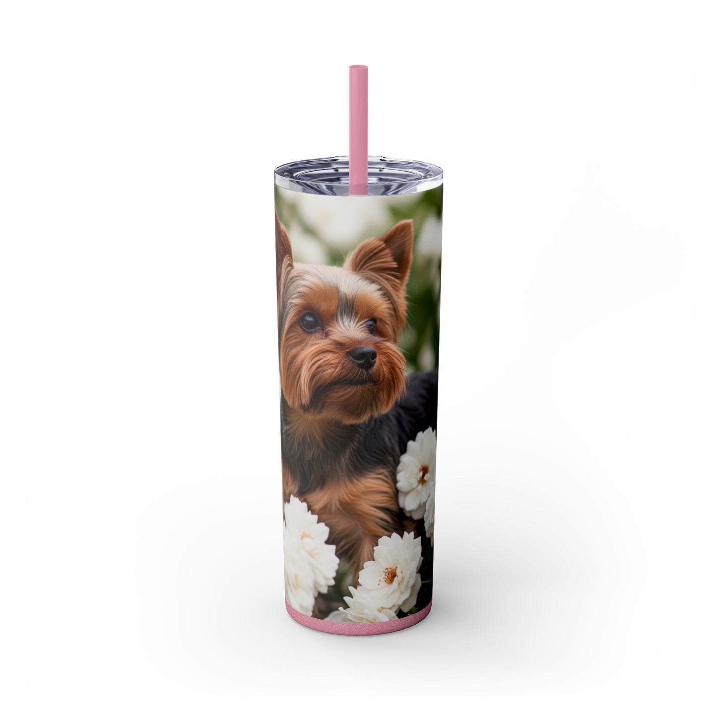 Yorkshire Terrier Skinny Tumbler with Straw, 20oz