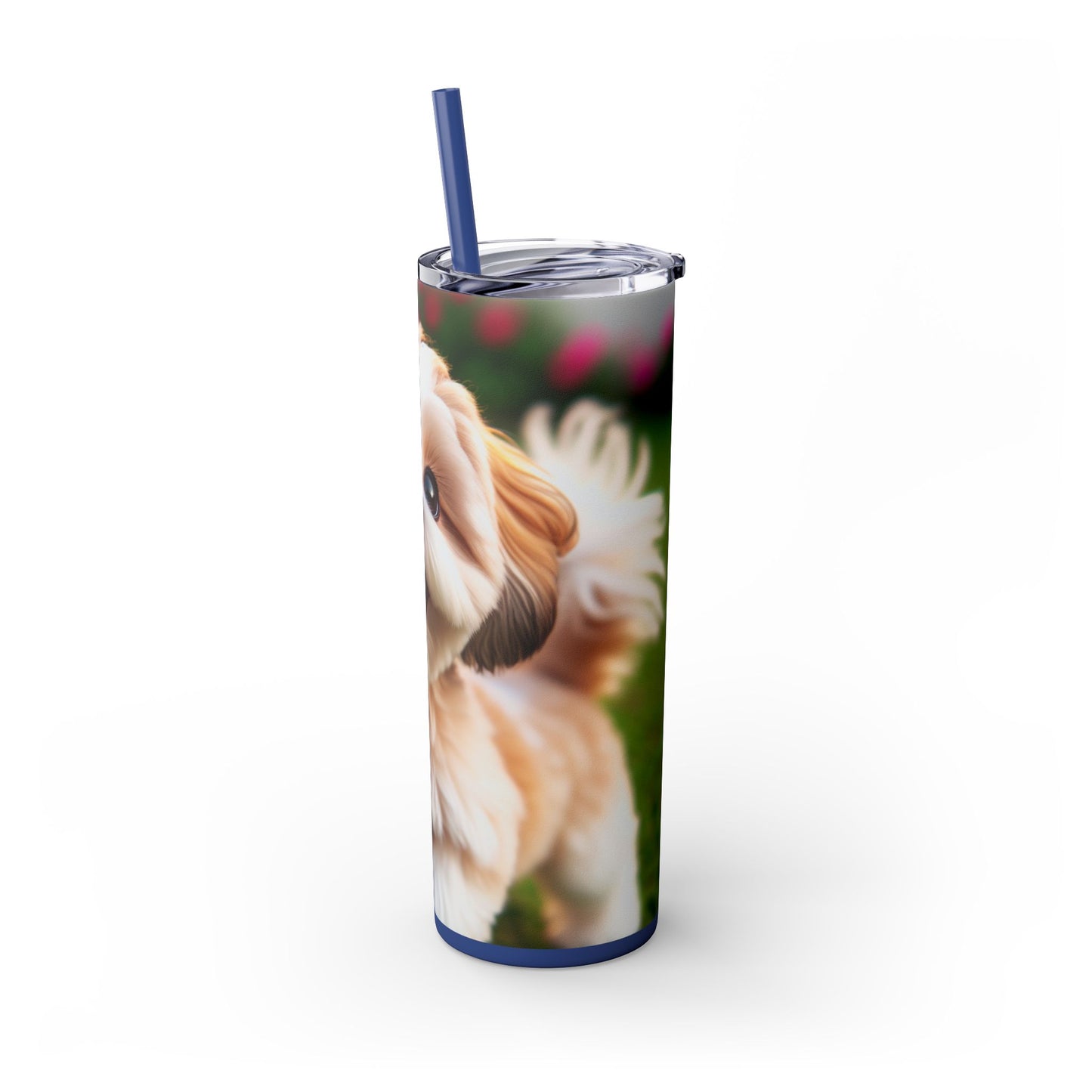 Shih-poo Skinny Tumbler with Straw, 20oz