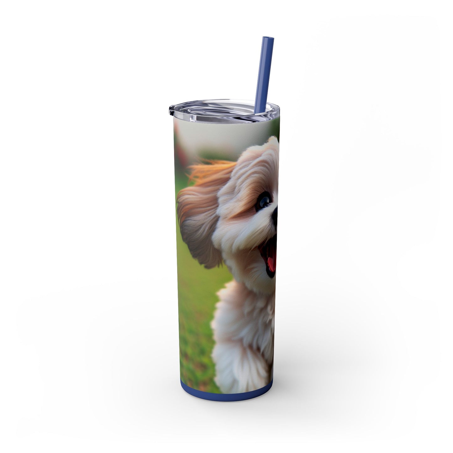 Shih-poo Skinny Tumbler with Straw, 20oz