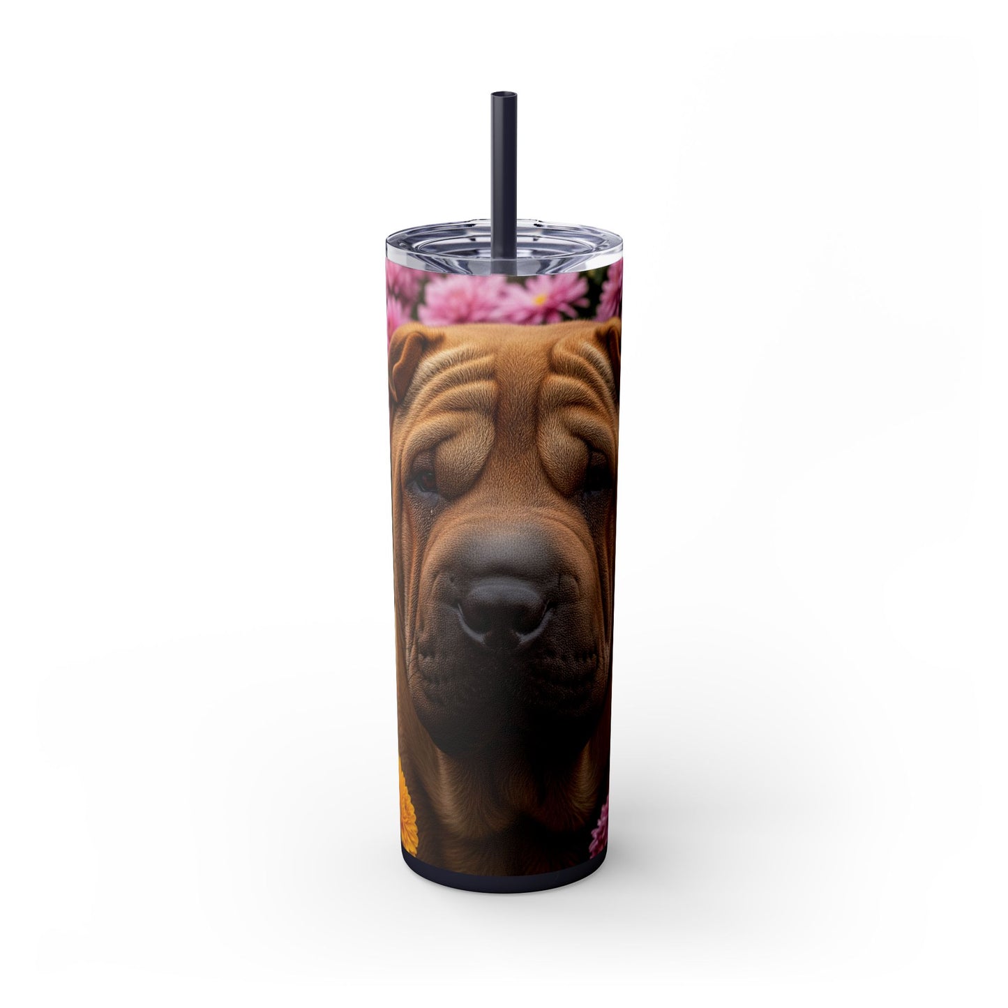 Shar-Pei Skinny Tumbler with Straw, 20oz