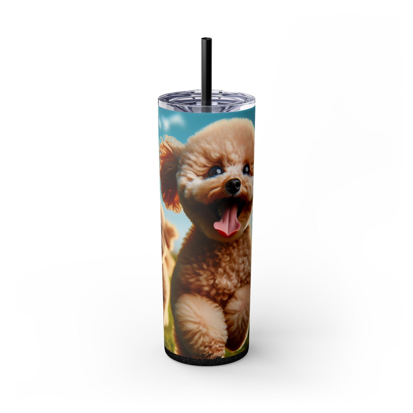 Toy Poodle Skinny Tumbler with Straw, 20oz