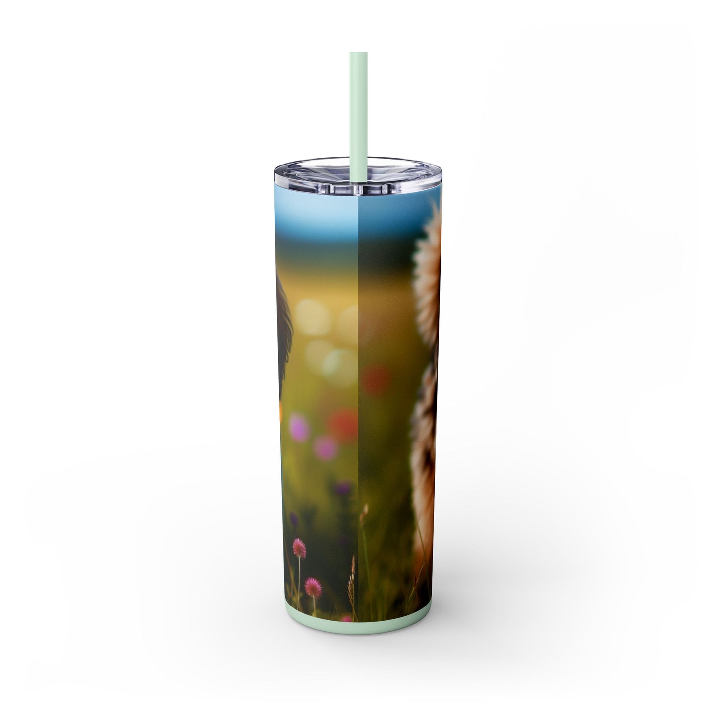 Russkaya Tsvetnaya Bolonka Tumbler with Straw, 20oz