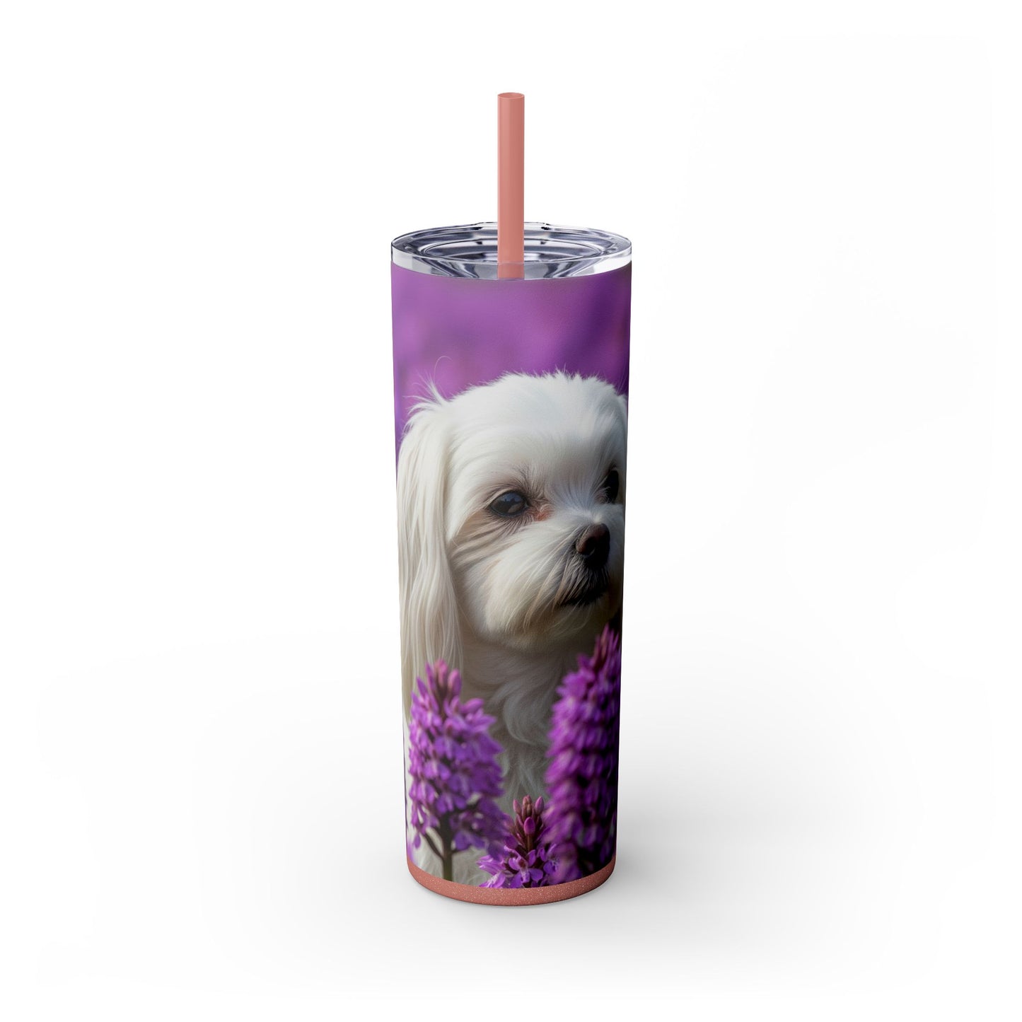 Maltese Skinny Tumbler with Straw, 20oz