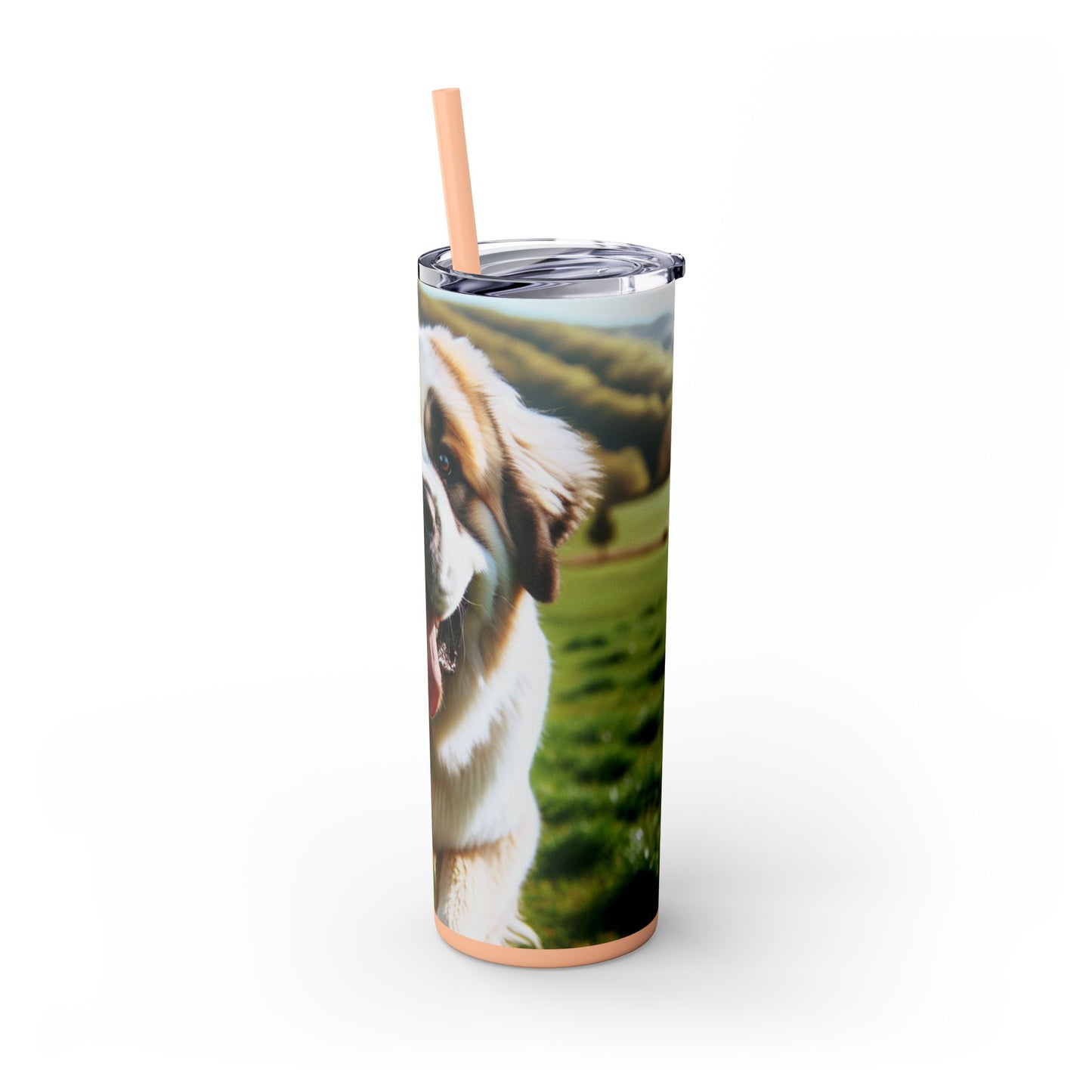 Pyrenean Mastiff Skinny Tumbler with Straw, 20oz