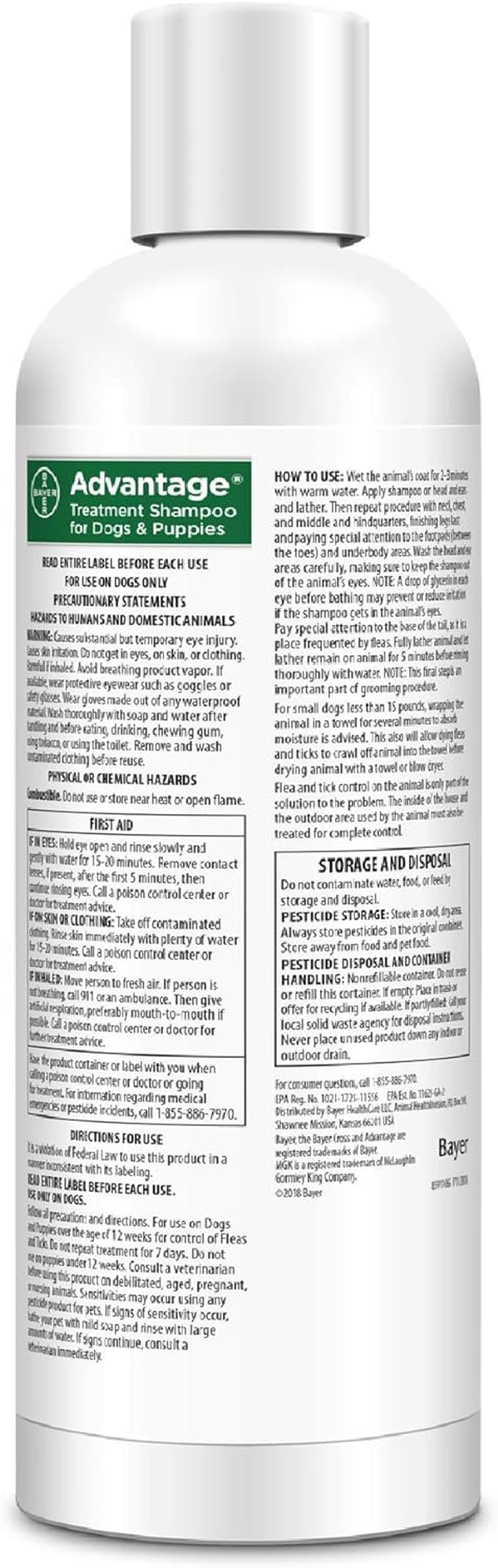 Champú contra pulgas y garrapatas de 12 oz para cachorros y perros adultos.