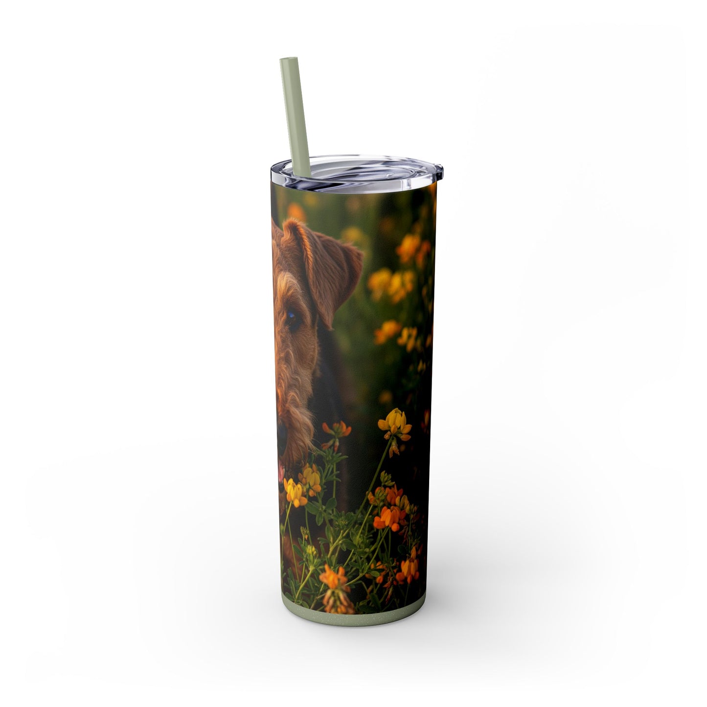 Airedale Terrier Skinny Tumbler with Straw, 20oz