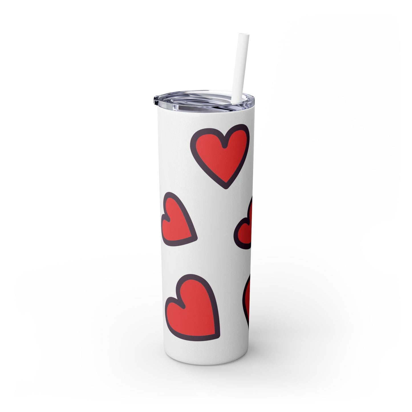 Hearts Skinny Tumbler with Straw, 20oz