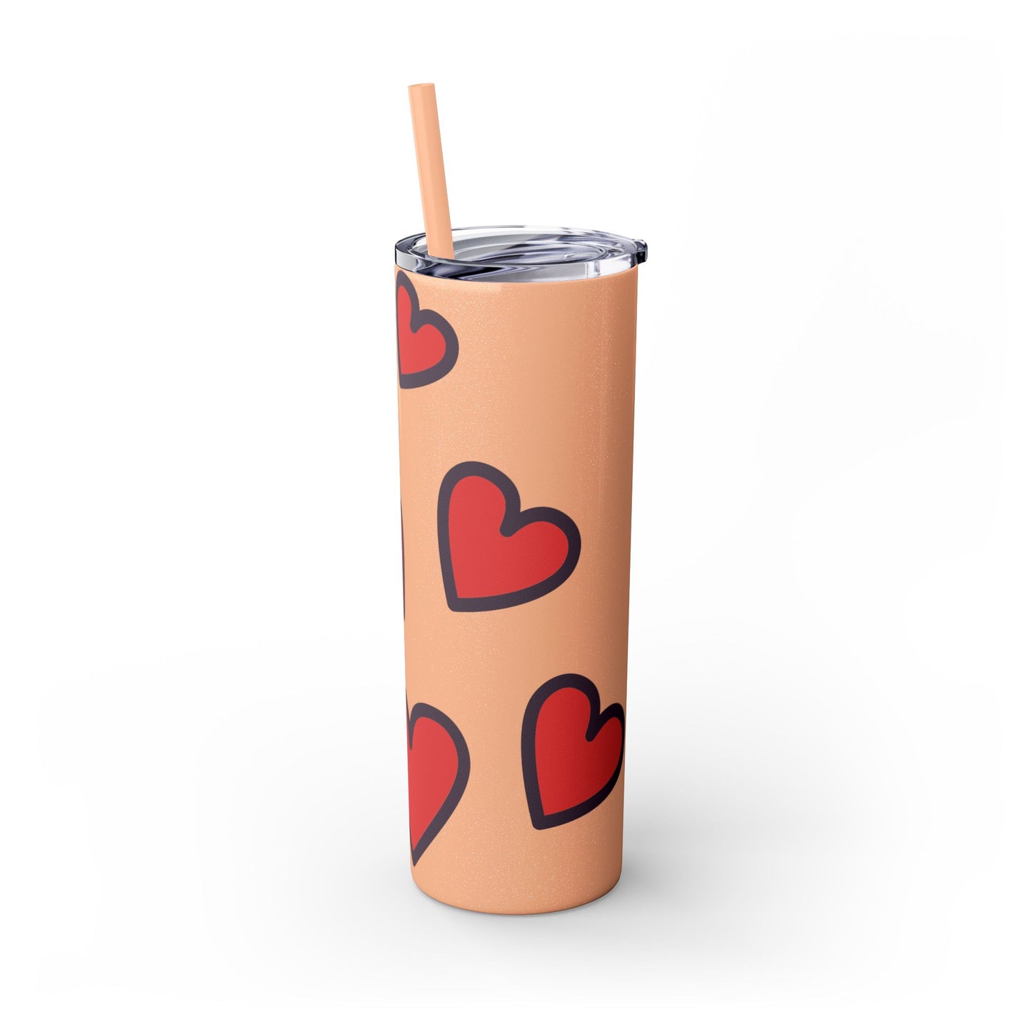 Hearts Skinny Tumbler with Straw, 20oz