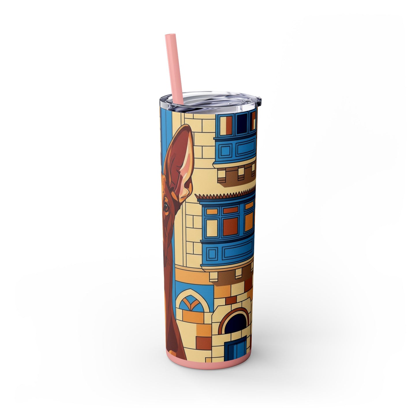 Pharaoh Hound Skinny Tumbler with Straw, 20oz