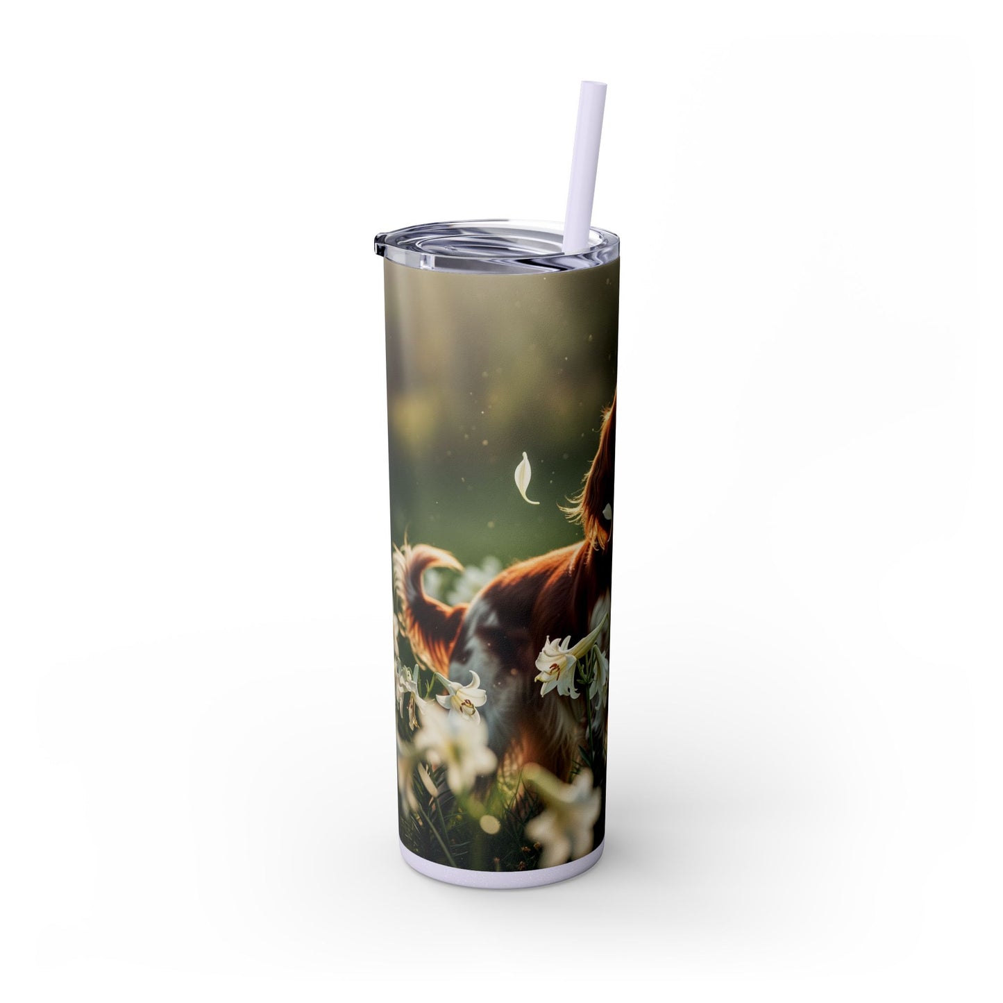 Irish Red and White Setter Tumbler with Straw, 20oz