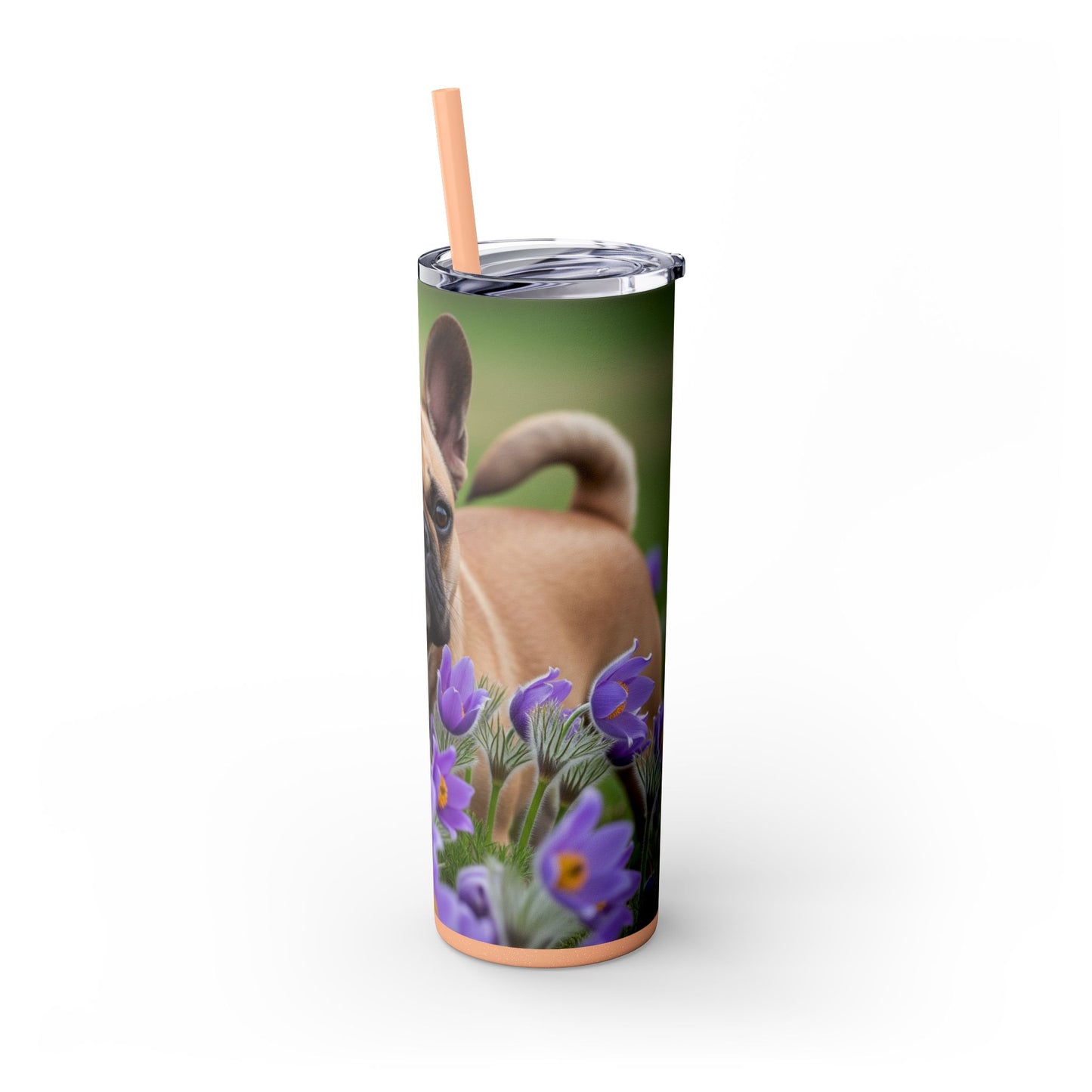 French Bulldog Skinny Tumbler with Straw, 20oz