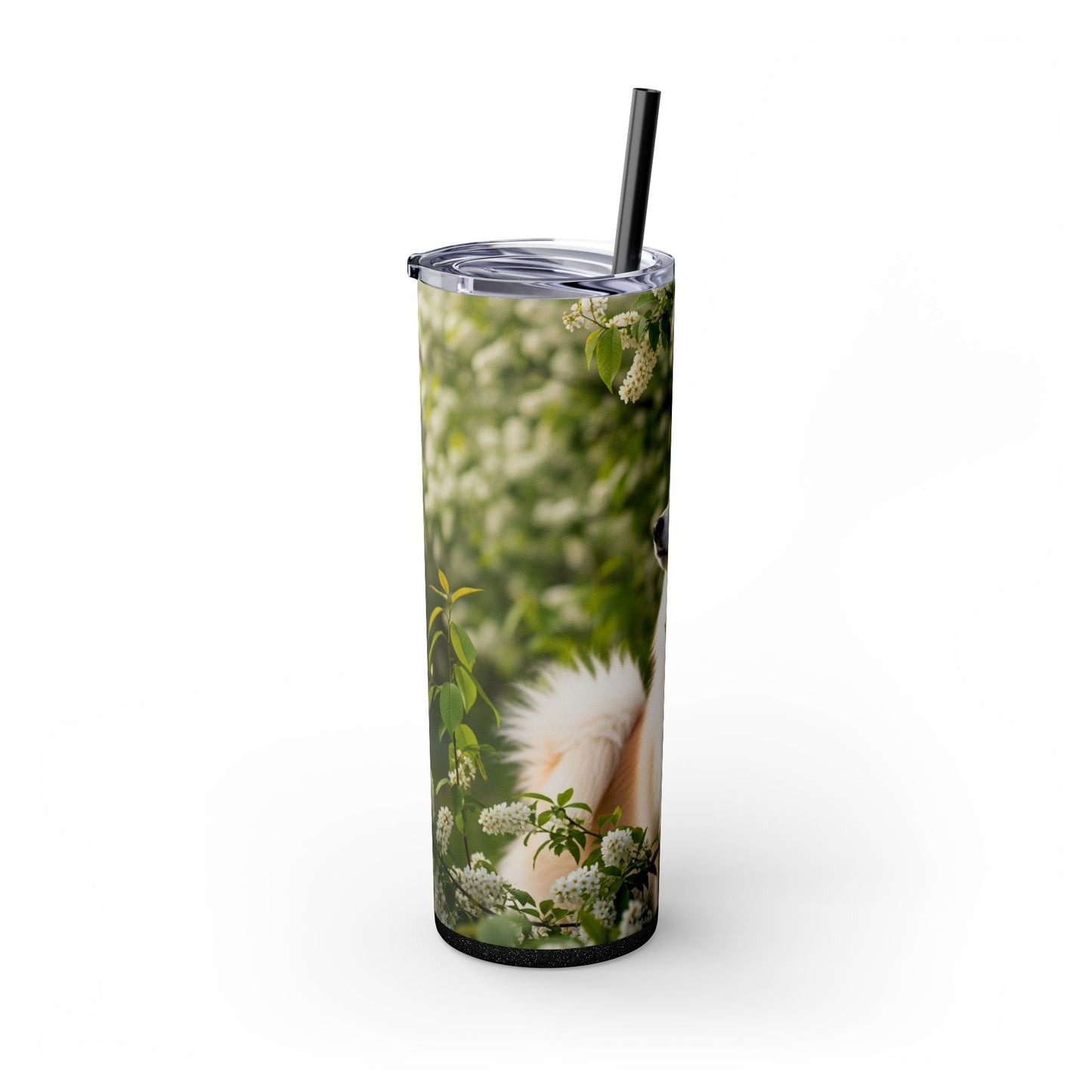 Finnish Spitz Skinny Tumbler with Straw, 20oz