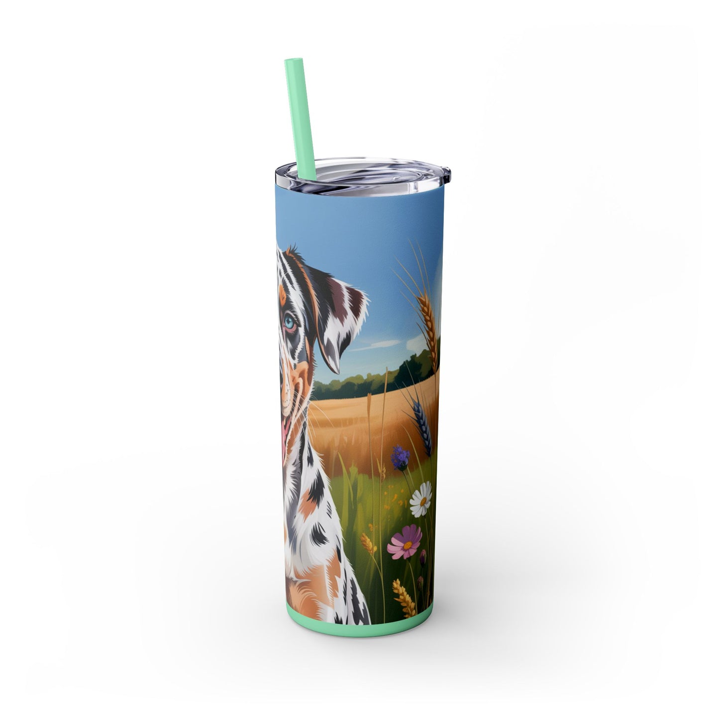 Catahoula Leopard Dog Skinny Tumbler with Straw, 20oz