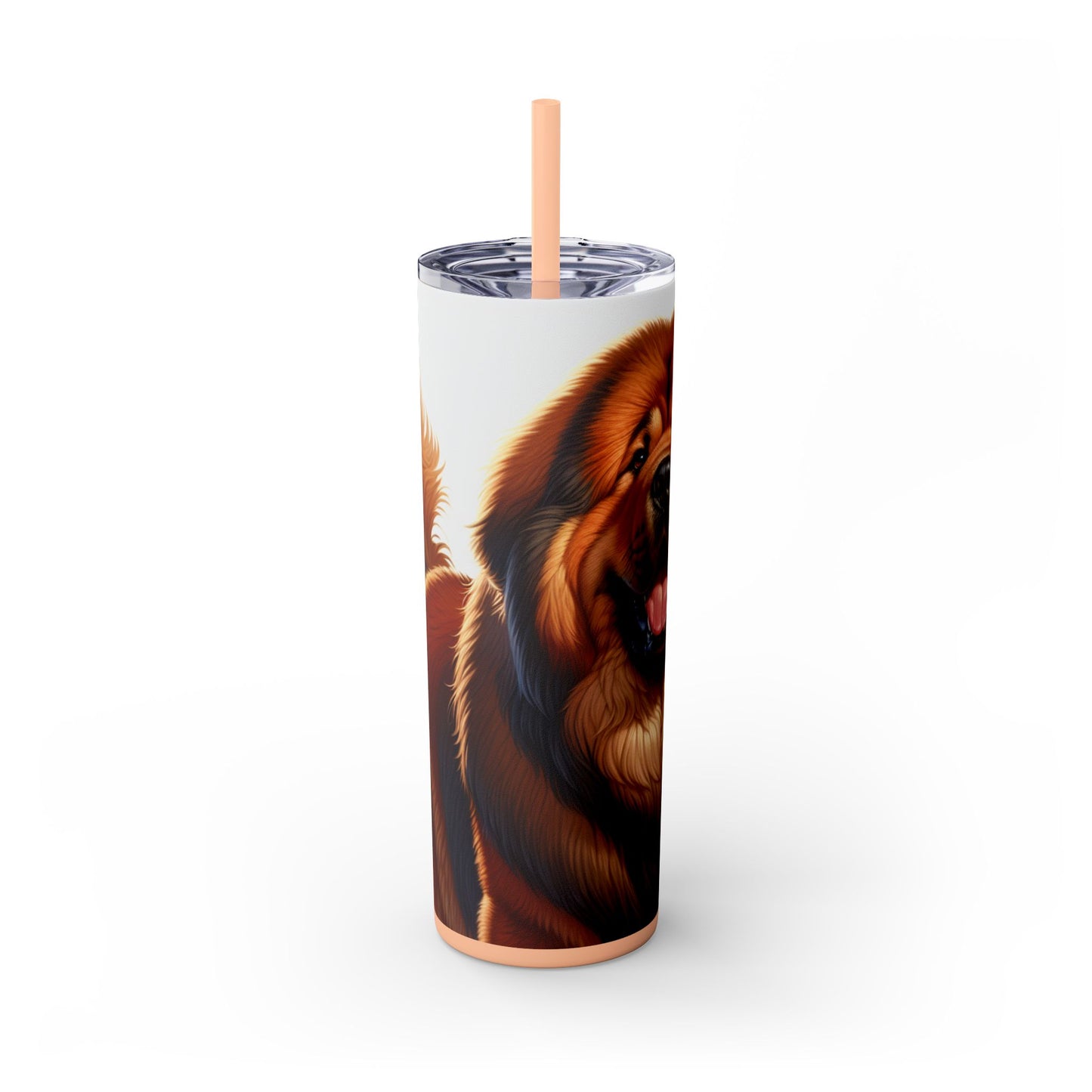 Tibetan Mastiff Skinny Tumbler with Straw, 20oz