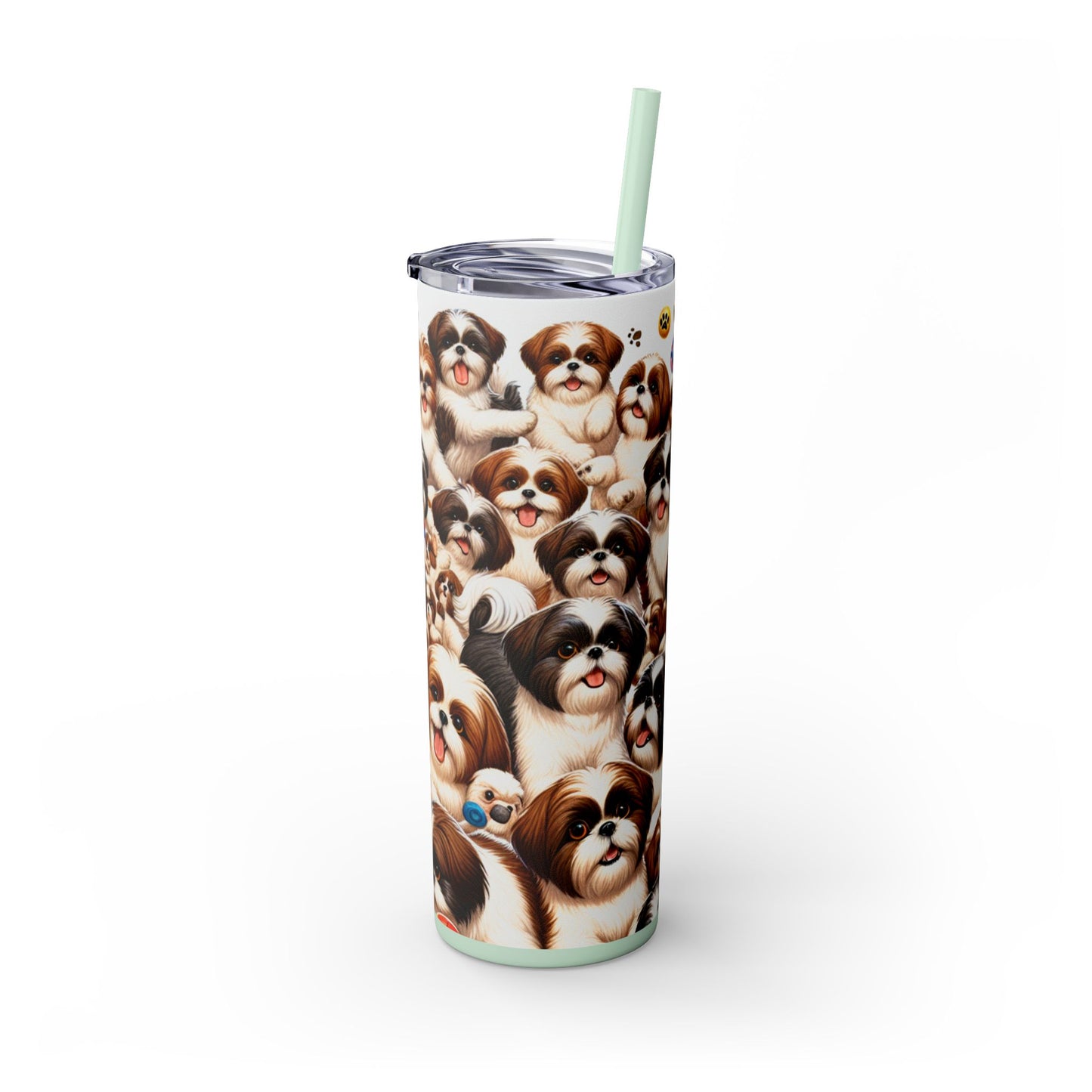 Shih Tzu Skinny Tumbler with Straw, 20oz