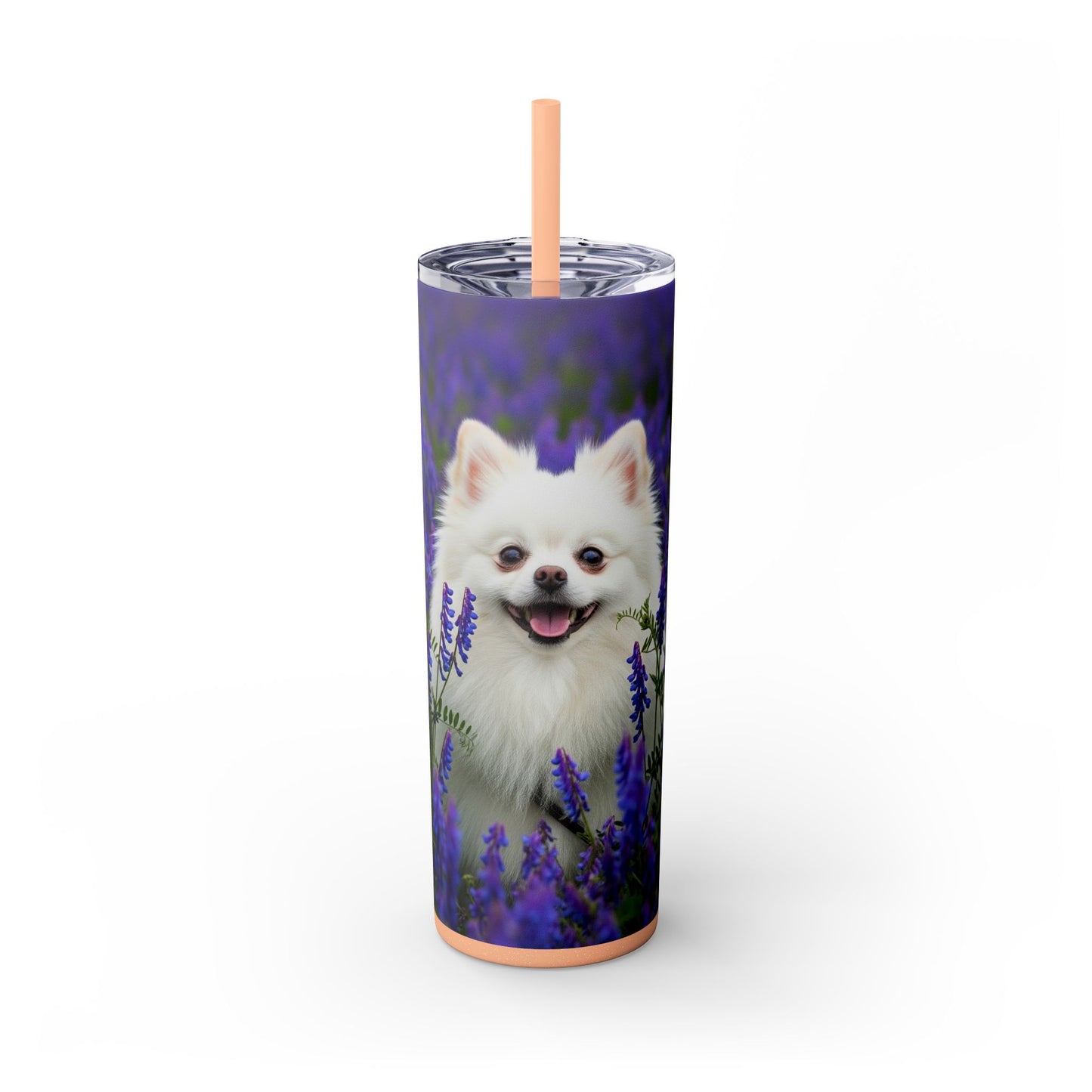 Pomeranian Skinny Tumbler with Straw, 20oz