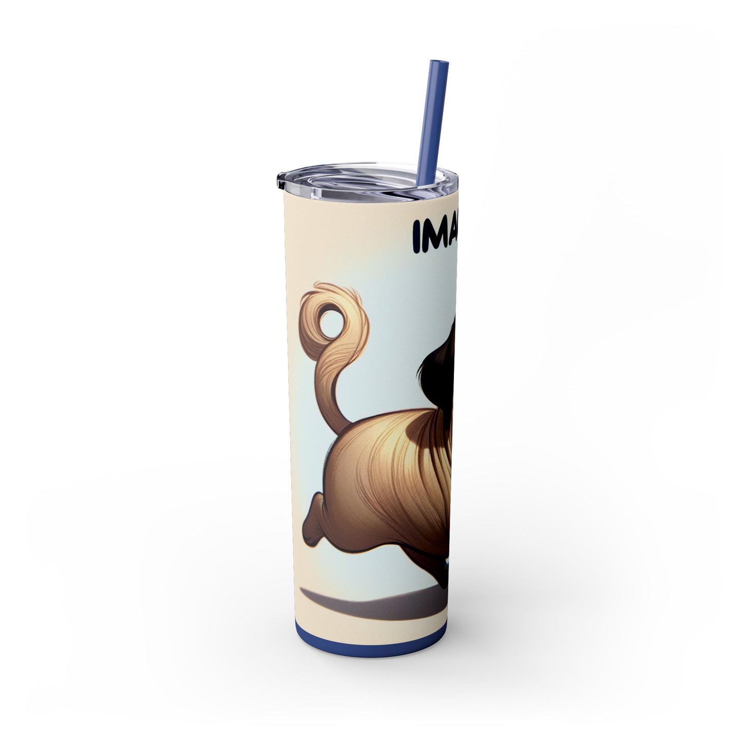 Pug Skinny Tumbler with Straw, 20oz