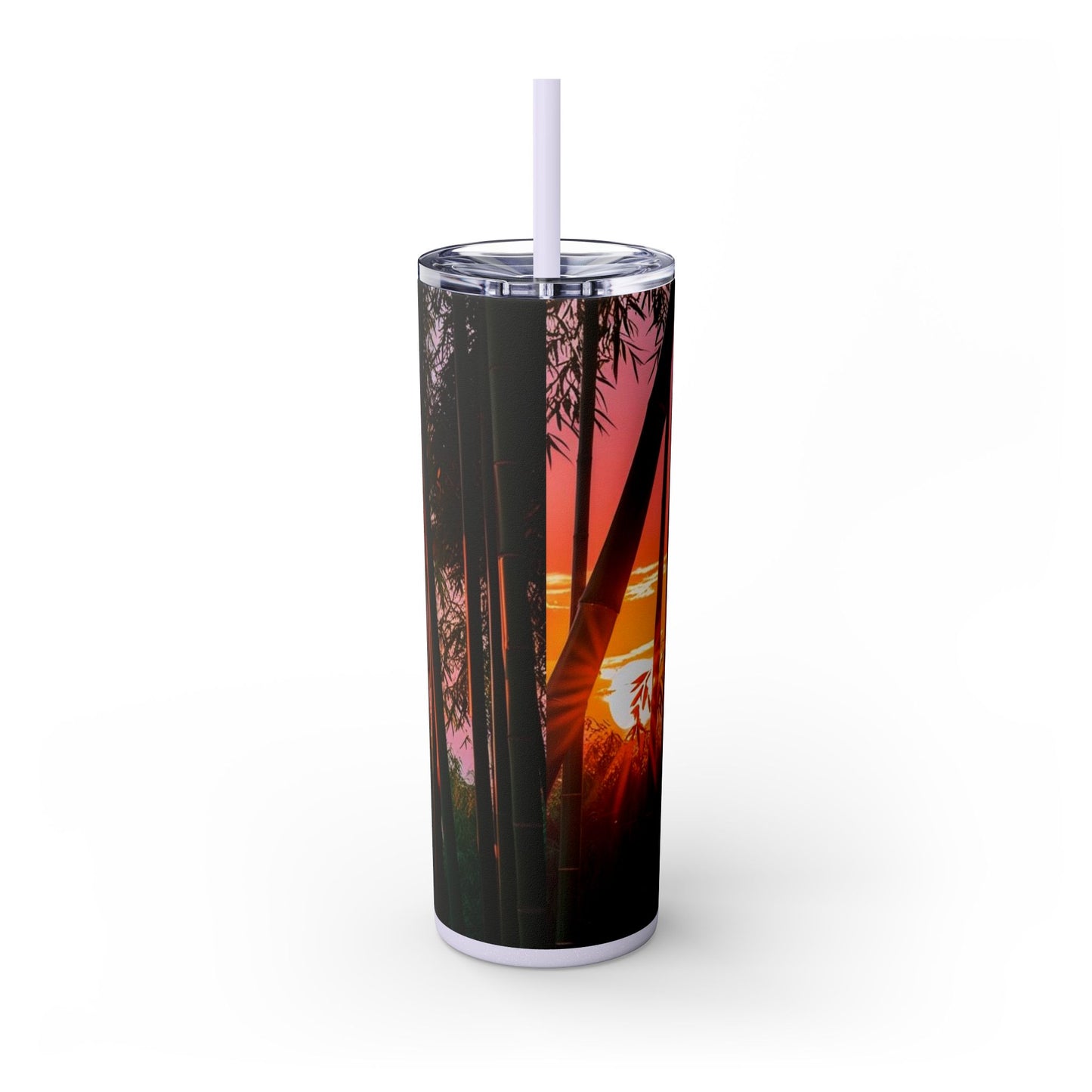 Bamboo Forest Sunrise Skinny Tumbler with Straw, 20oz