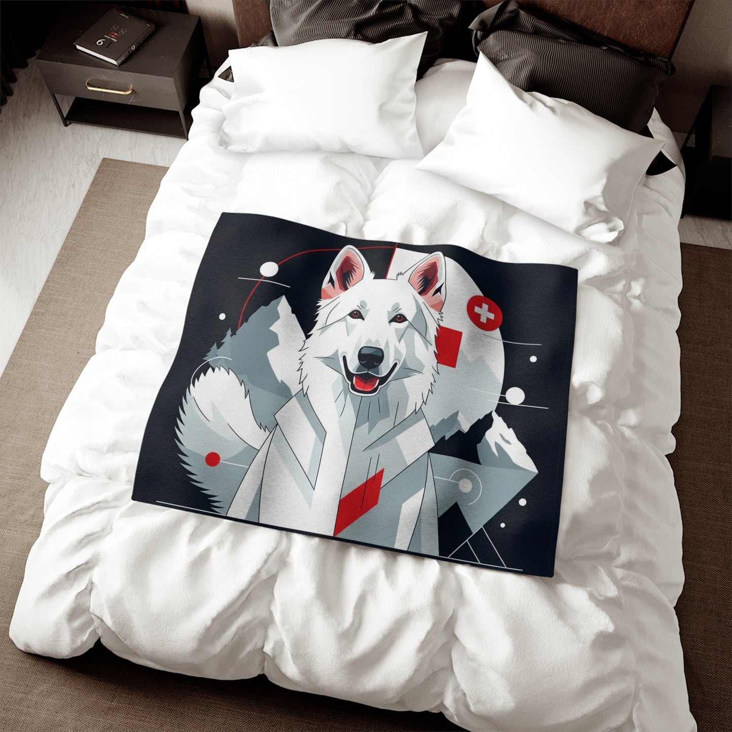 White Swiss Shepherd Dog Sweatshirt Blanket