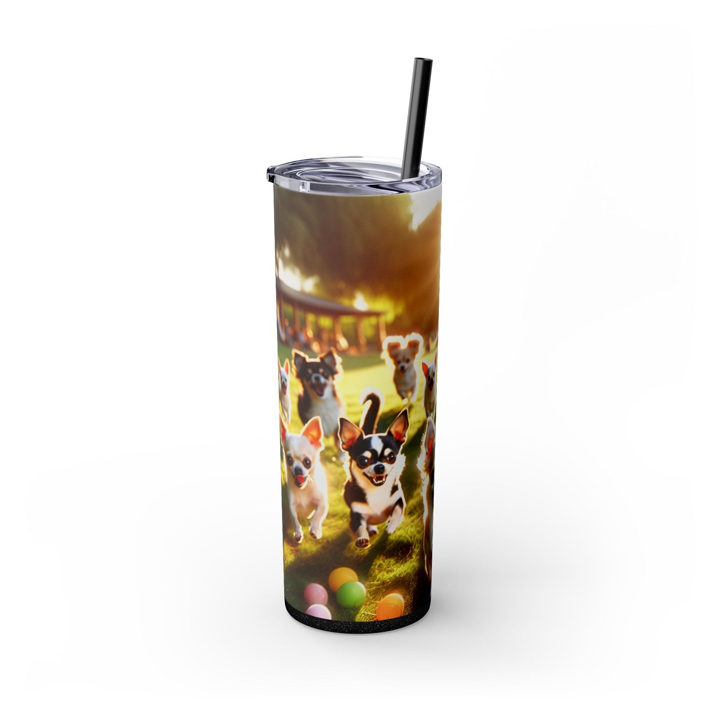Chihuahua Skinny Tumbler with Straw, 20oz
