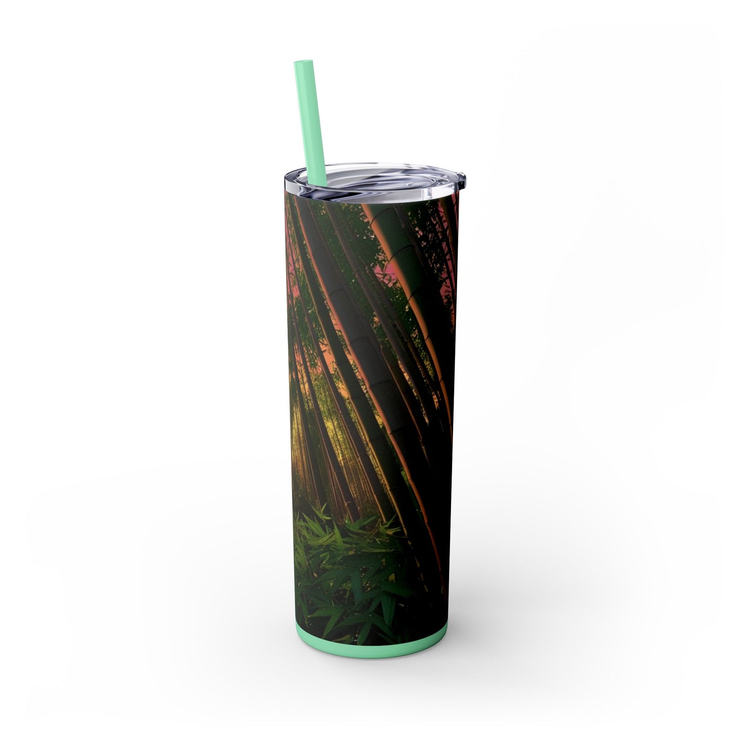 Bamboo Forest Sunrise Skinny Tumbler with Straw, 20oz