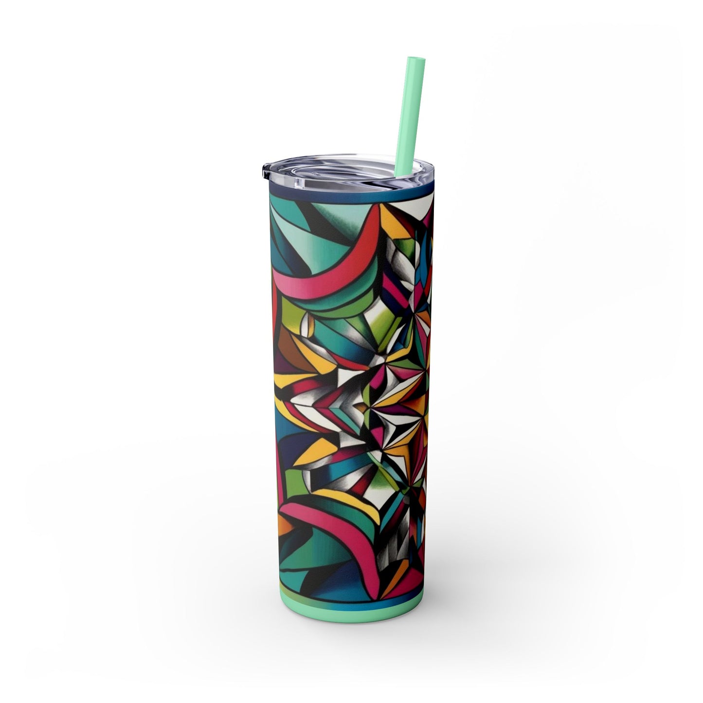 Optical Illusion Skinny Tumbler with Straw, 20oz