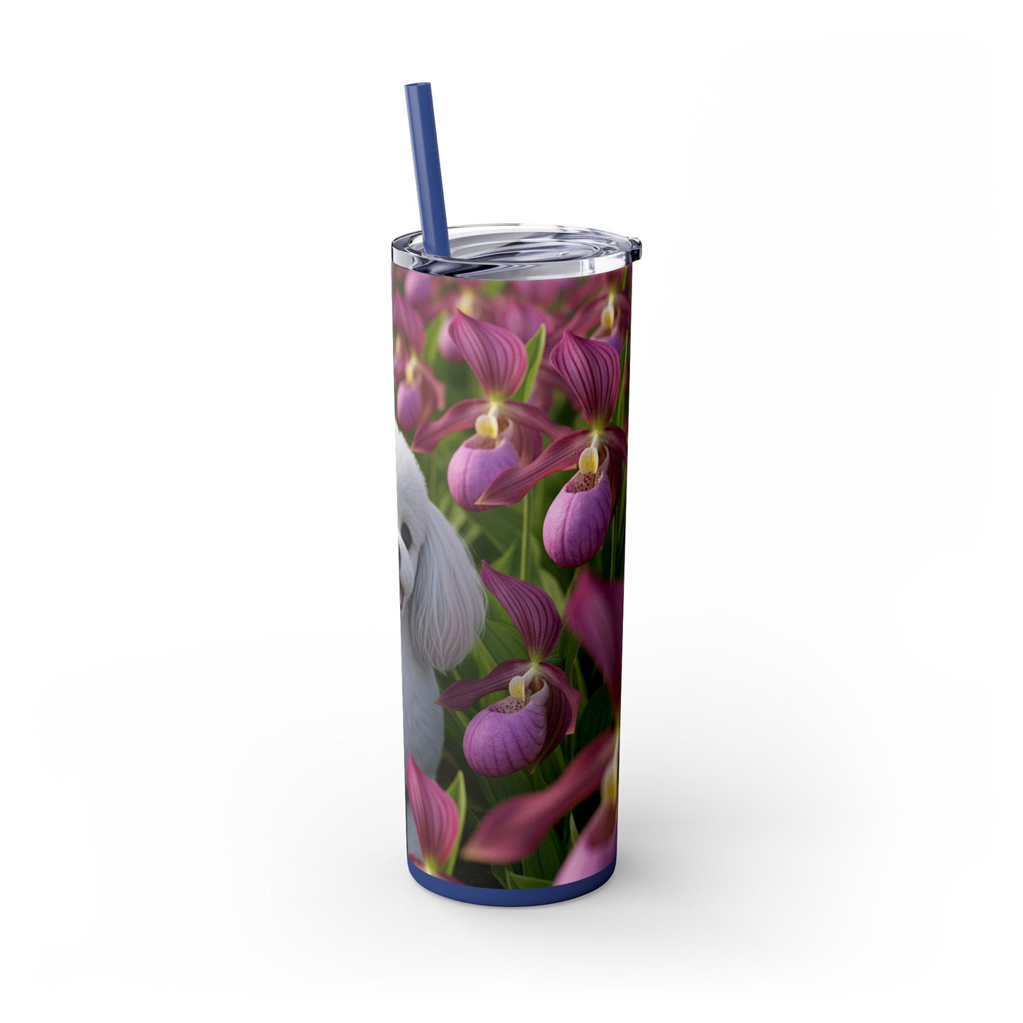Toy Poodle Skinny Tumbler with Straw, 20oz