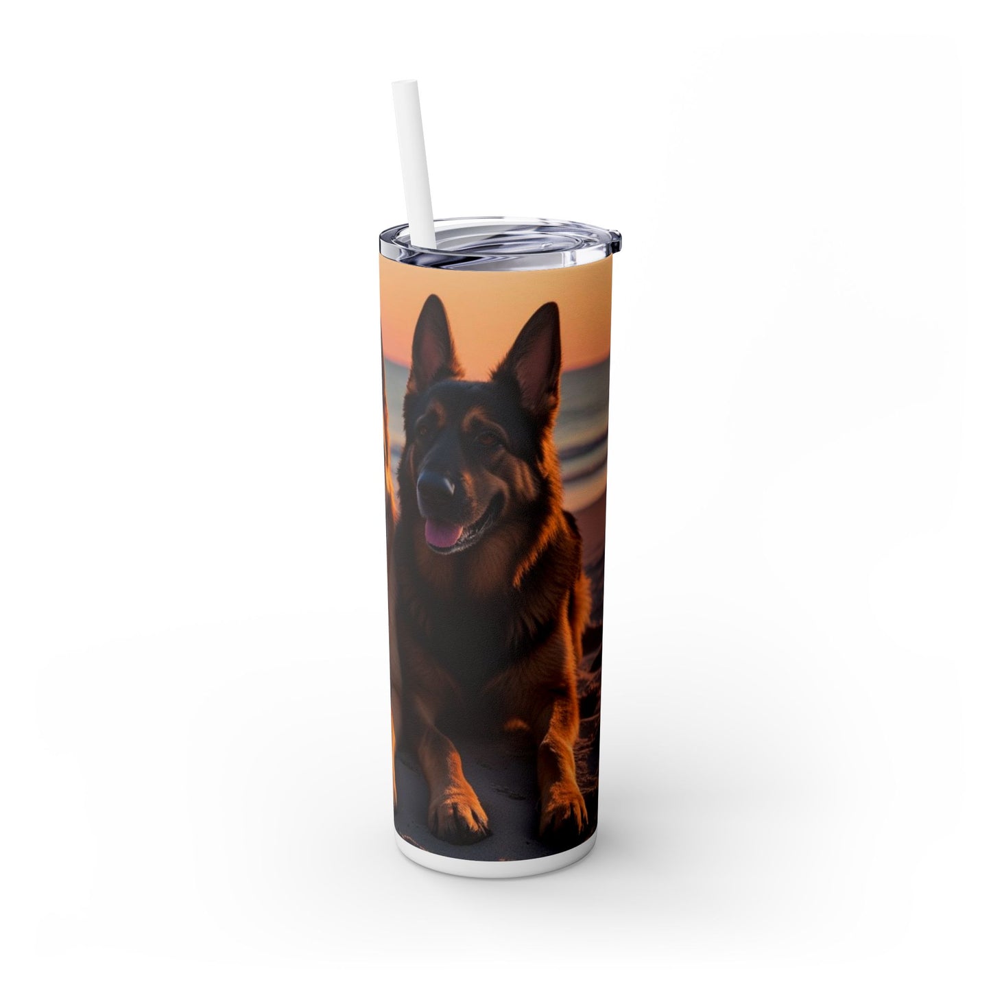 German Shepherd Love Skinny Tumbler with Straw, 20oz