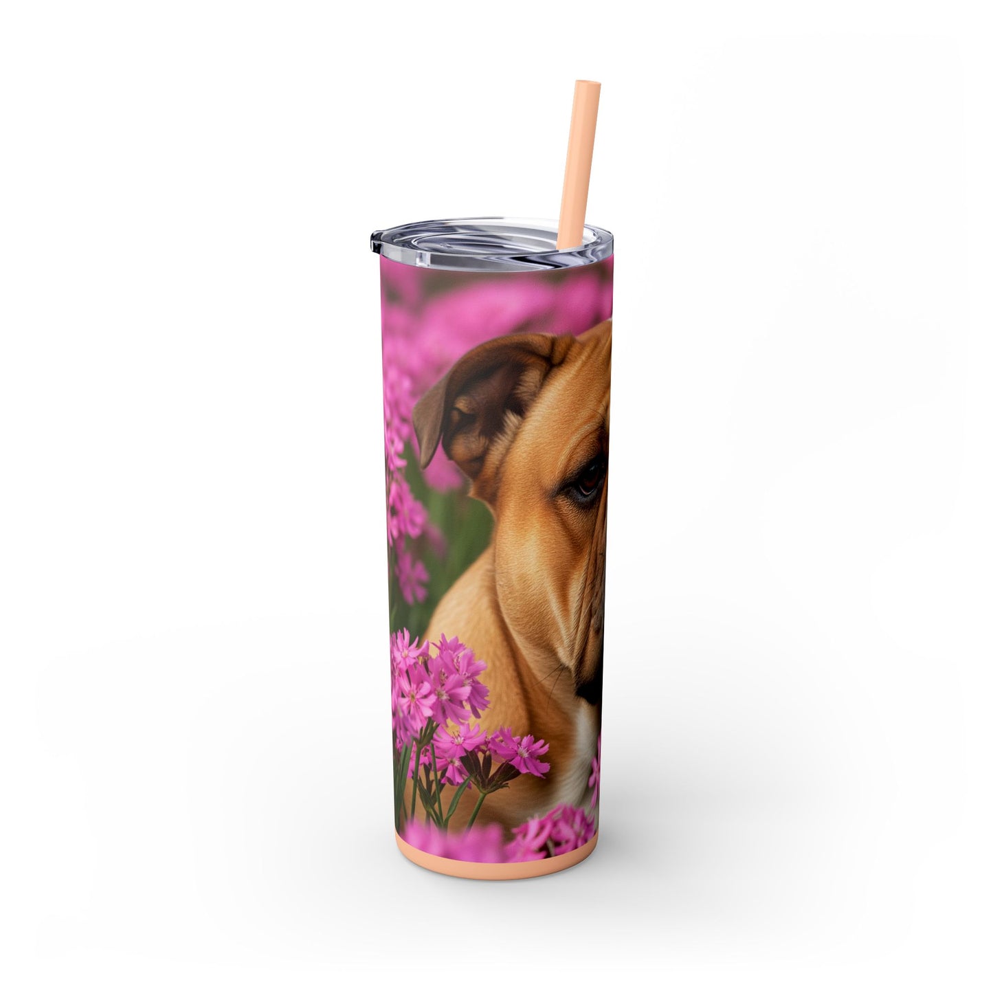 Bulldog Skinny Tumbler with Straw, 20oz