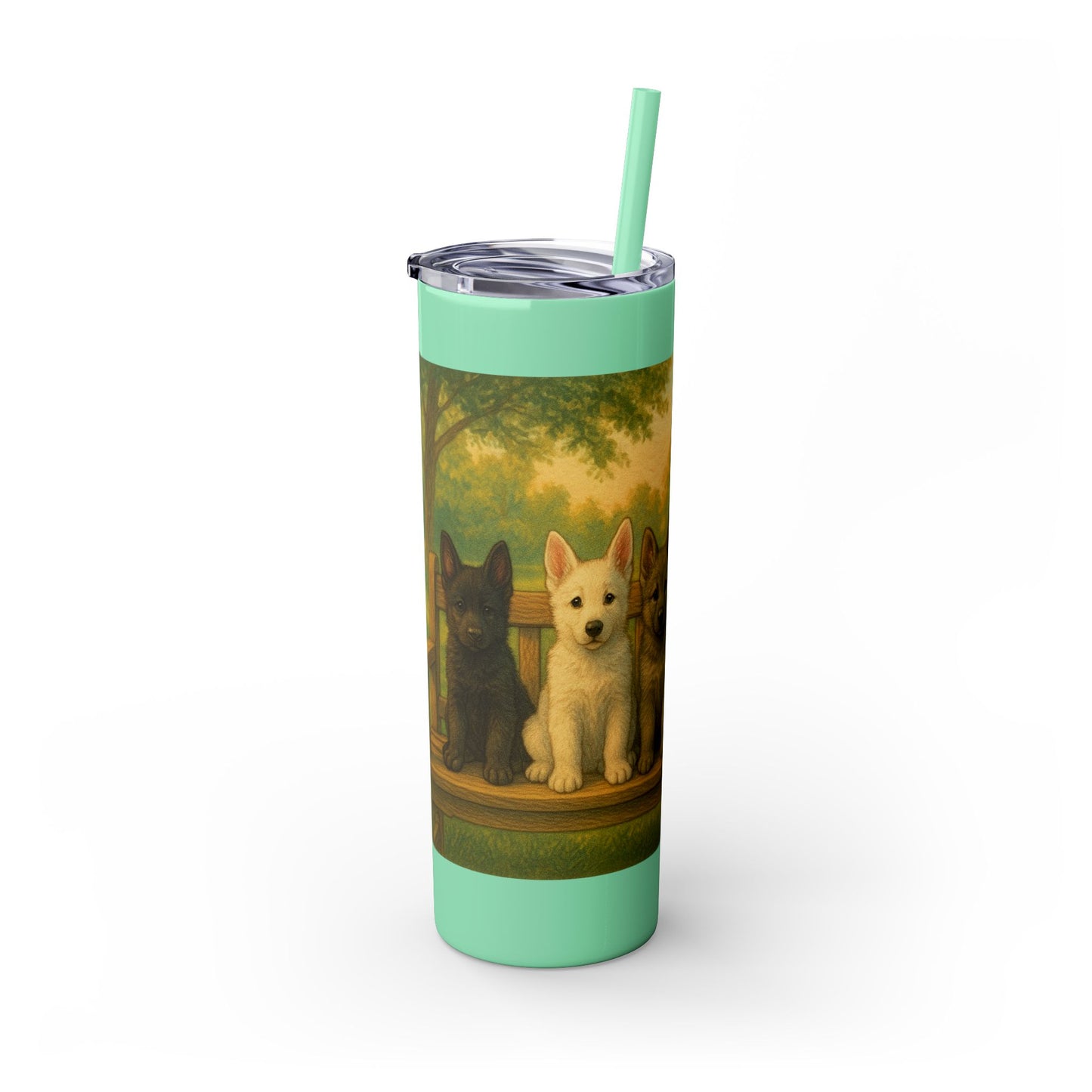 German Shepherd puppies Tumbler with Straw, 20oz