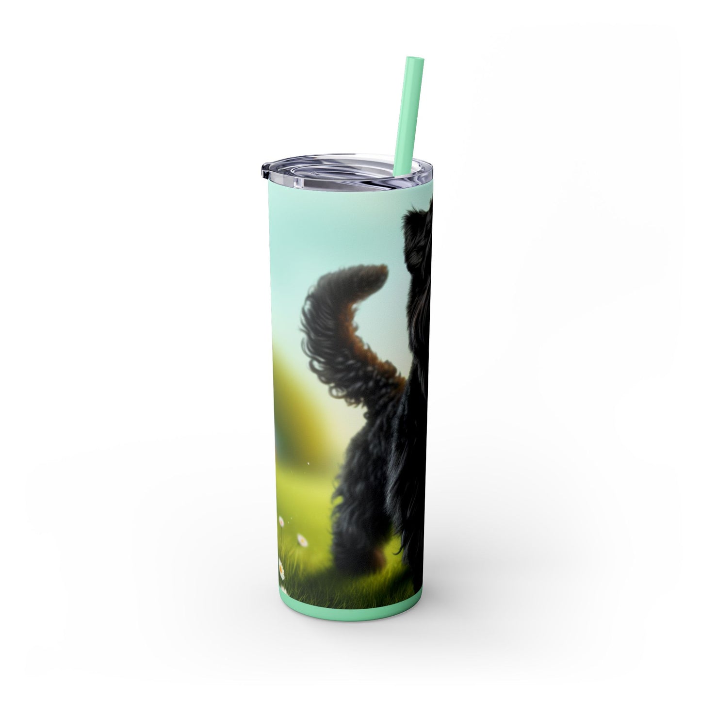 Russian Black Terrier Skinny Tumbler with Straw, 20oz