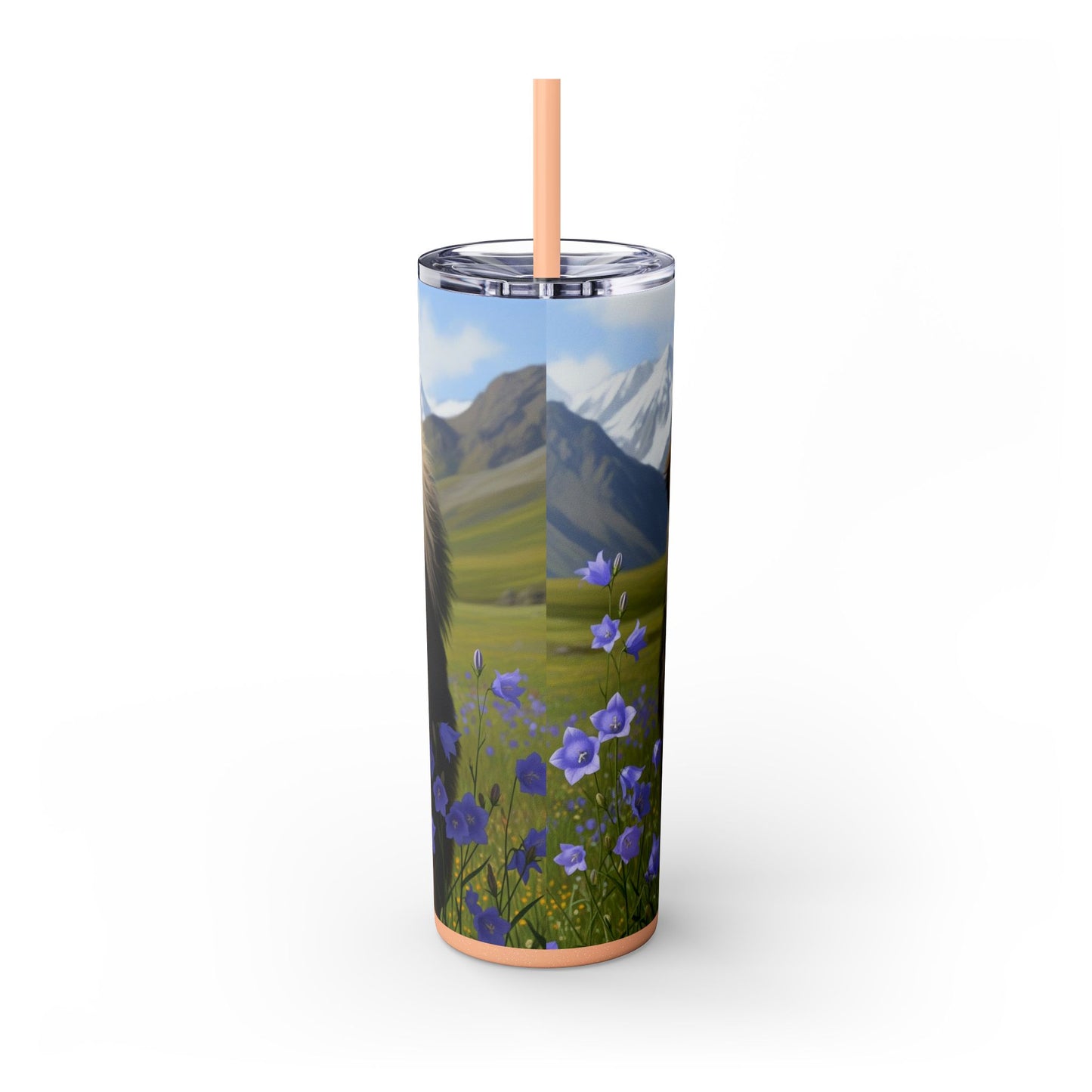 Tibetan Mastiff Skinny Tumbler with Straw, 20oz