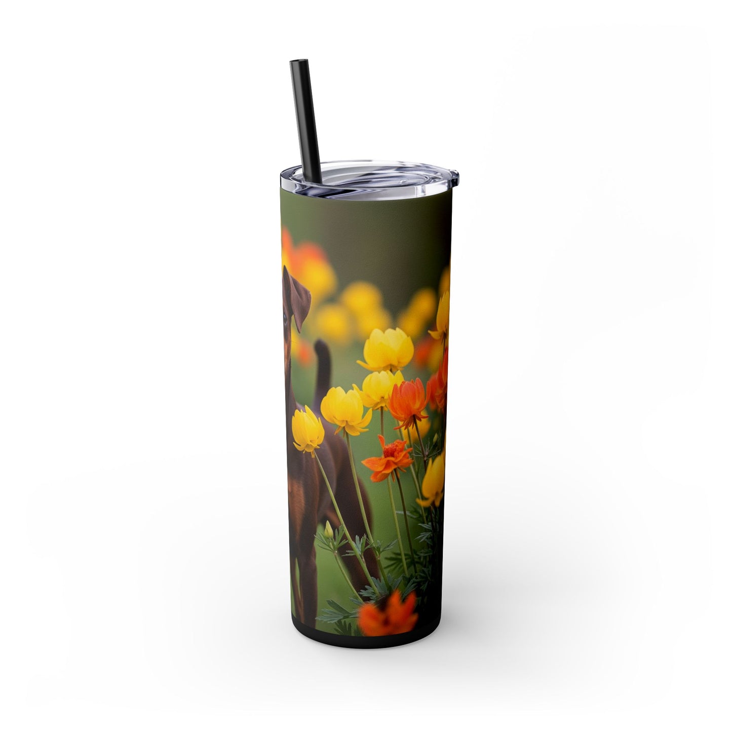 Miniature Pinscher Skinny Tumbler with Straw, 20oz