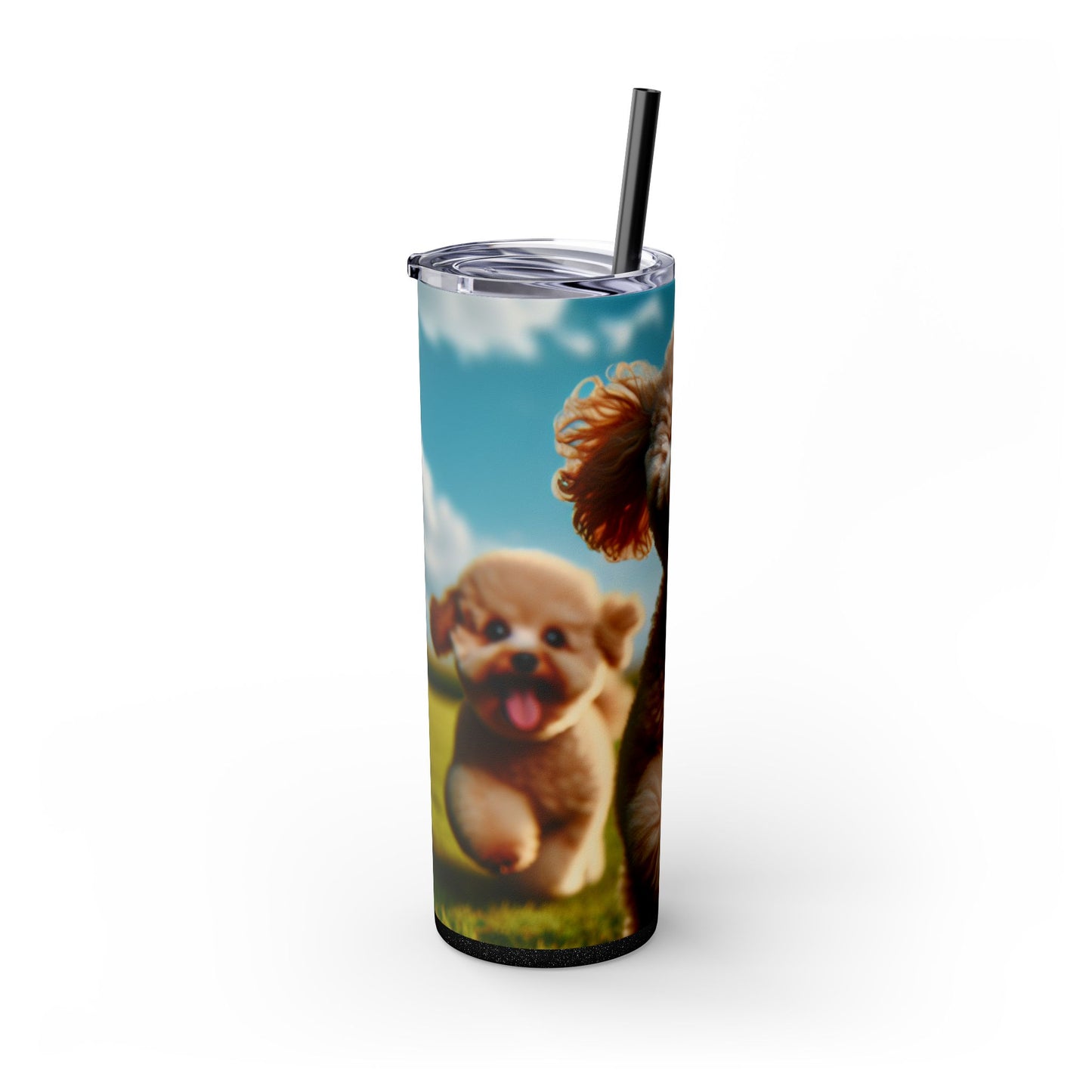 Toy Poodle Skinny Tumbler with Straw, 20oz