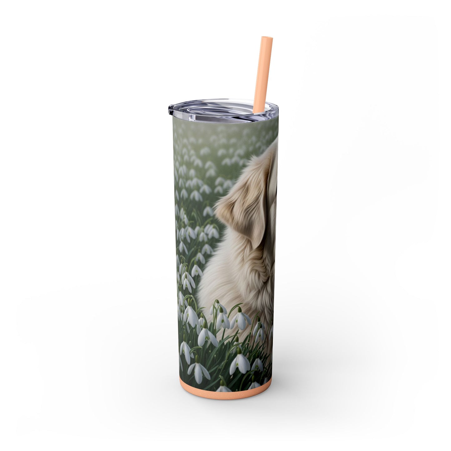 Pyrenean Mastiff Skinny Tumbler with Straw, 20oz