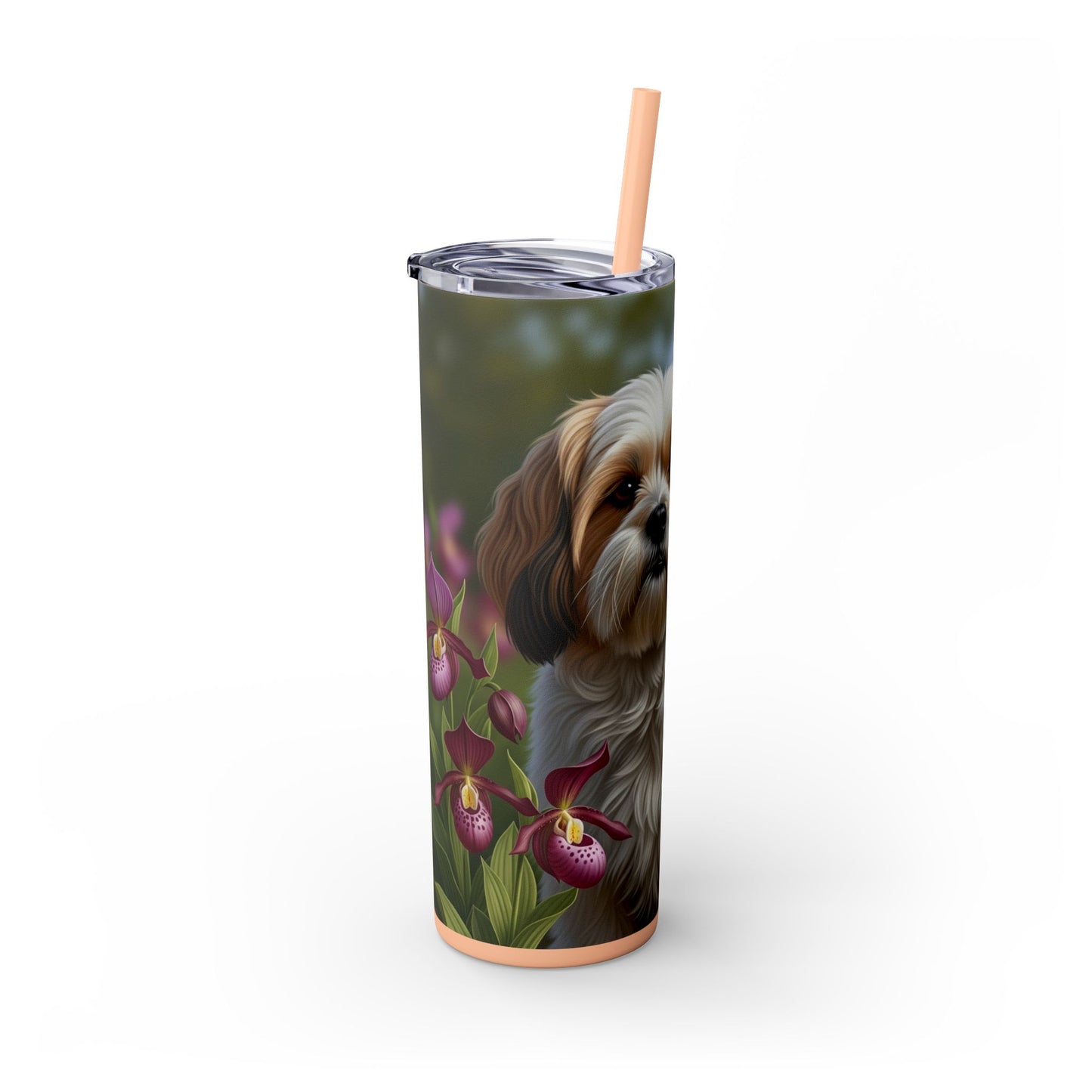 Lhasa Apso Skinny Tumbler with Straw, 20oz