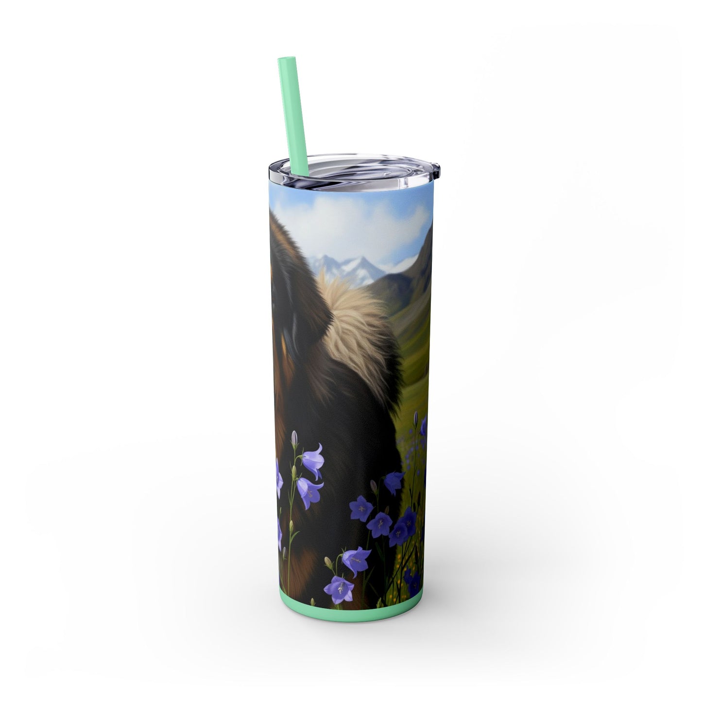 Tibetan Mastiff Skinny Tumbler with Straw, 20oz