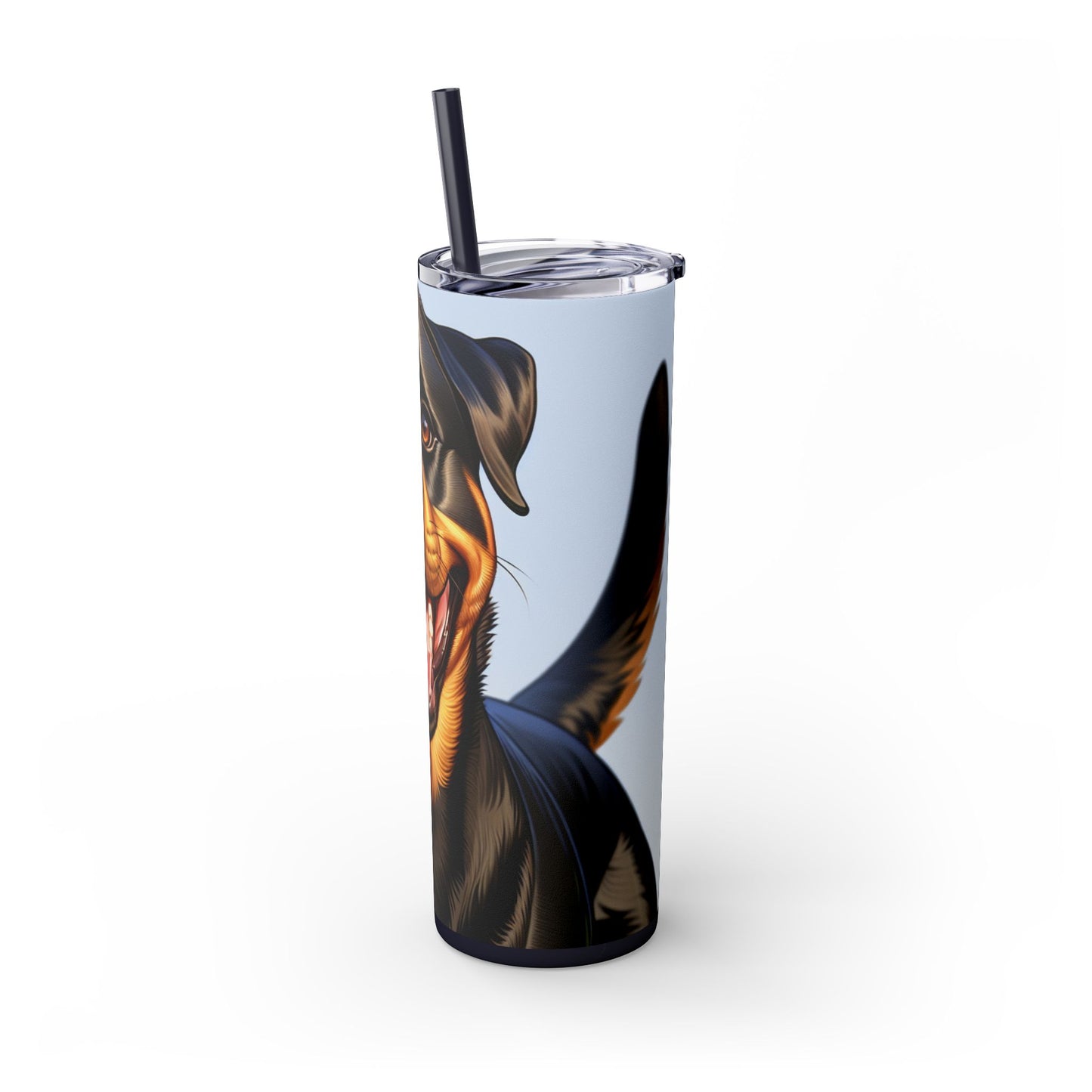 Rottweiler Skinny Tumbler with Straw, 20oz