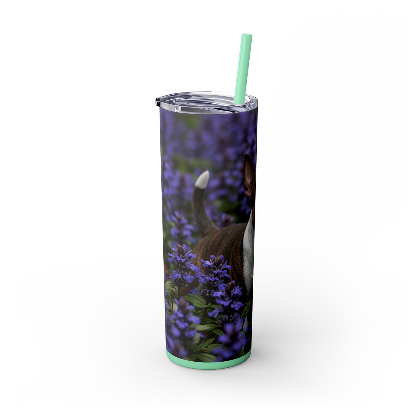 Miniature Bull Terrier Skinny Tumbler with Straw, 20oz