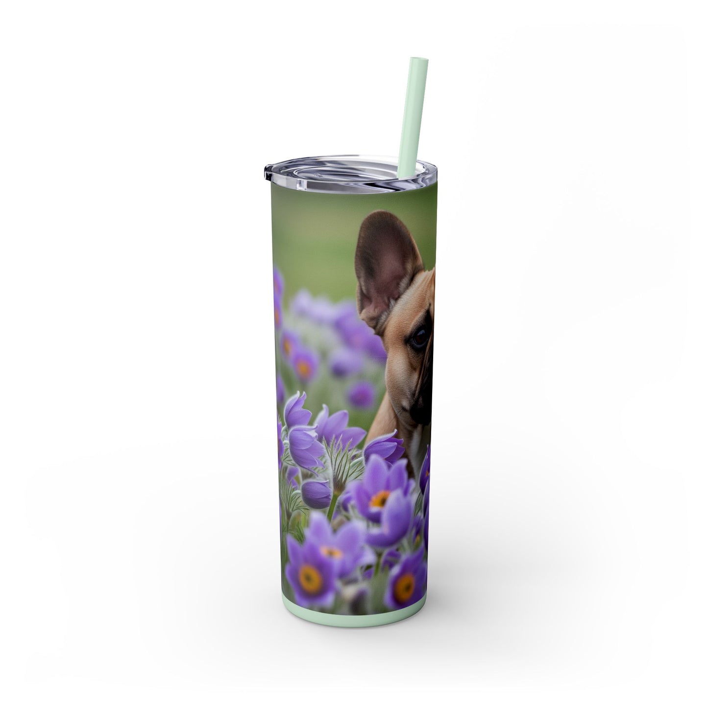 French Bulldog Skinny Tumbler with Straw, 20oz