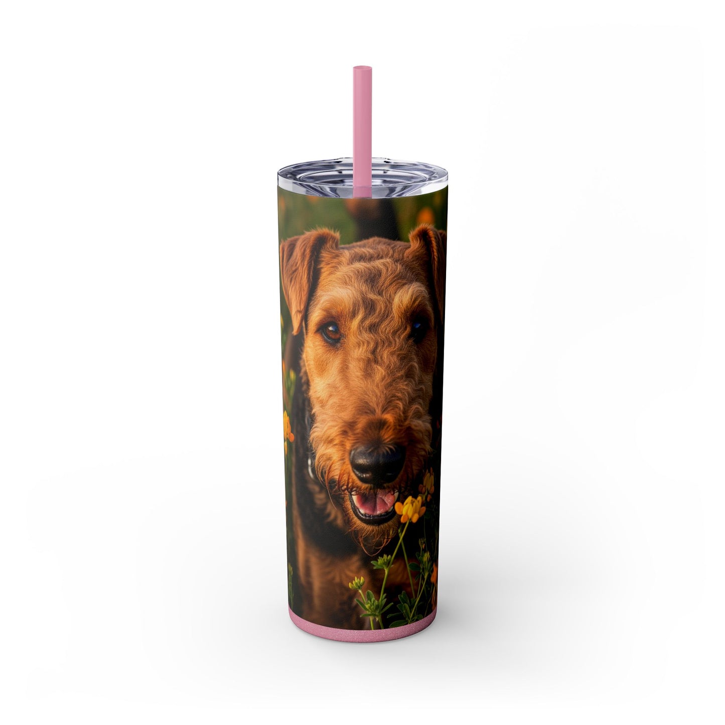 Airedale Terrier Skinny Tumbler with Straw, 20oz