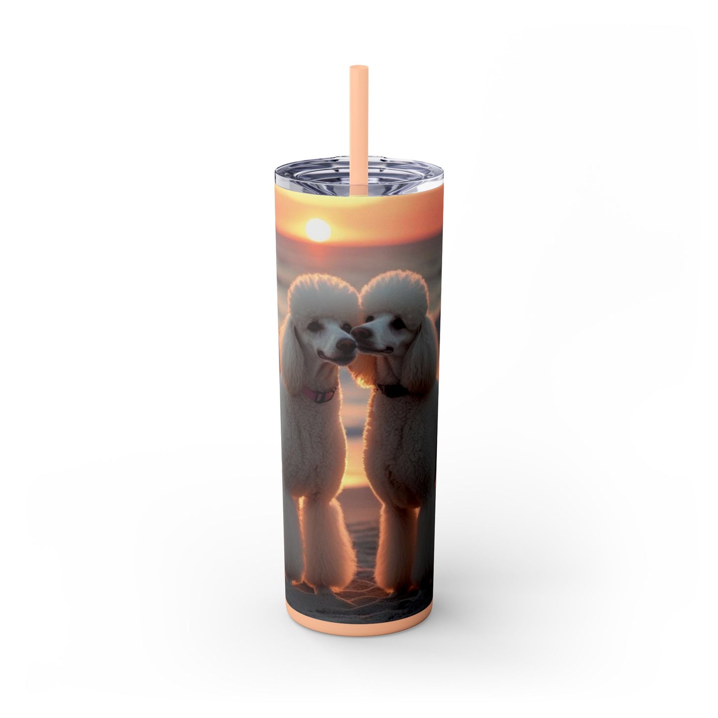 Poodle Love Skinny Tumbler with Straw, 20oz