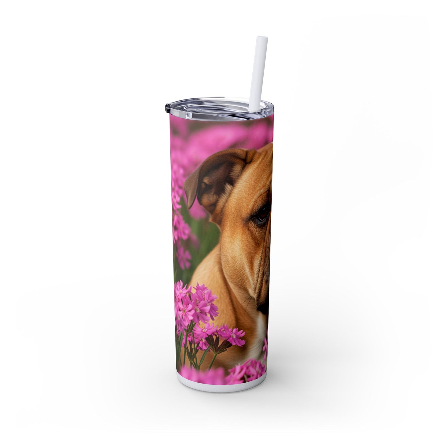 Bulldog Skinny Tumbler with Straw, 20oz