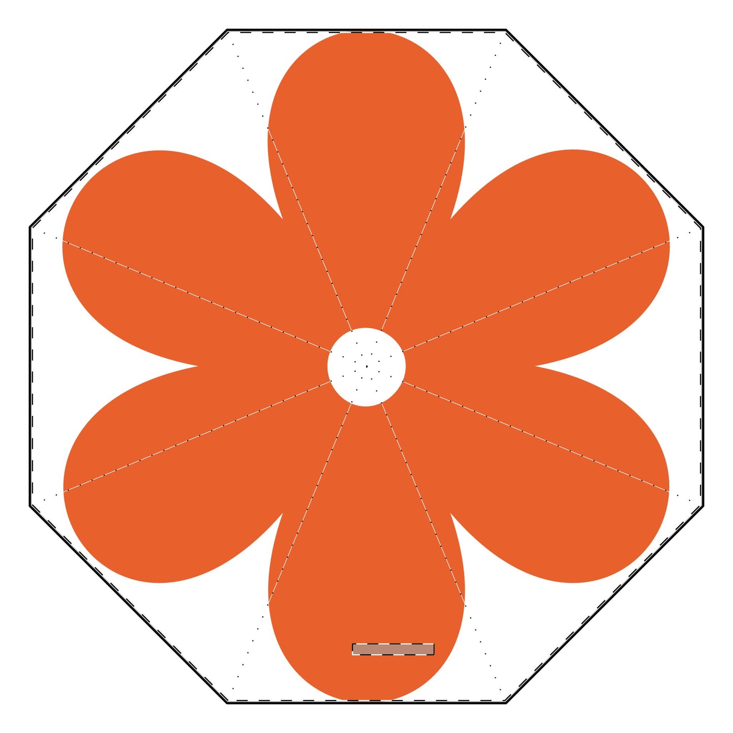 Orange Flower Semi-Automatic Foldable Umbrella