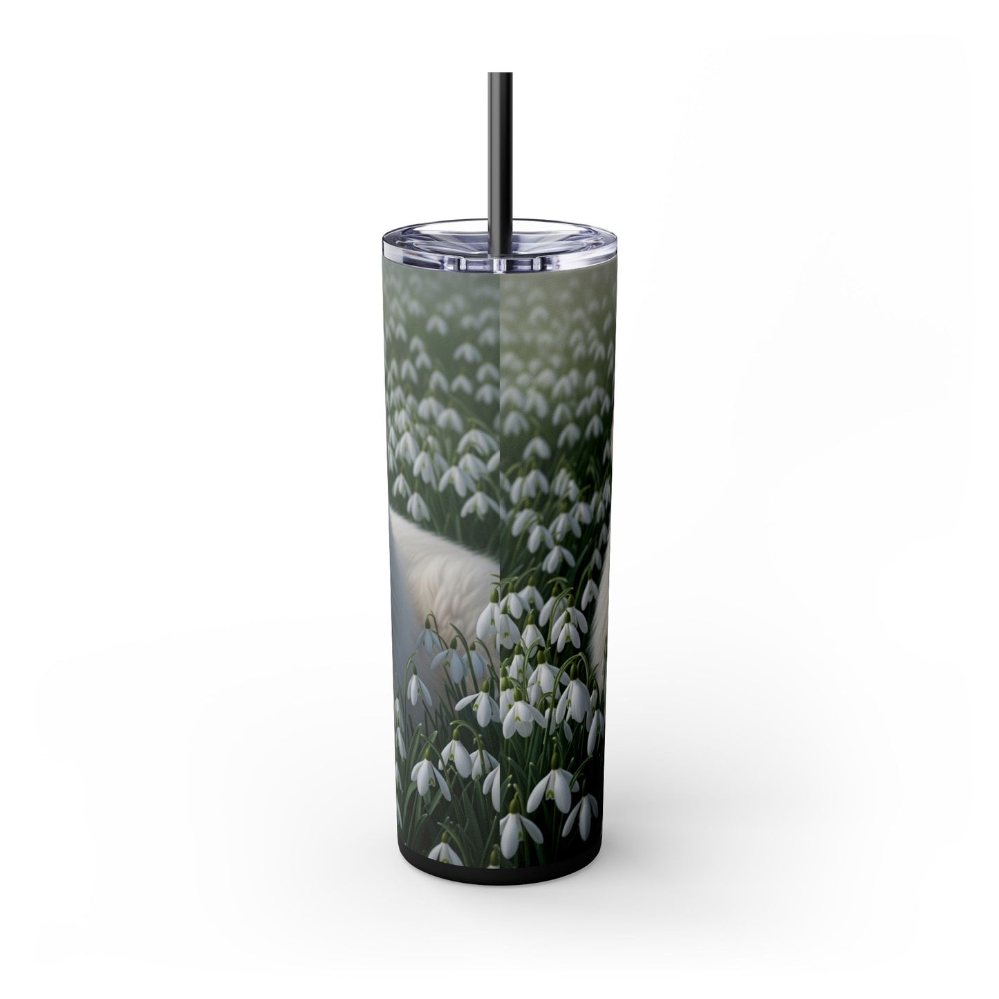 Pyrenean Mastiff Skinny Tumbler with Straw, 20oz